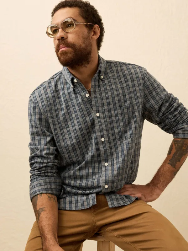 Coastline Knit Shirt - Ocean Grey Check sold by Faherty