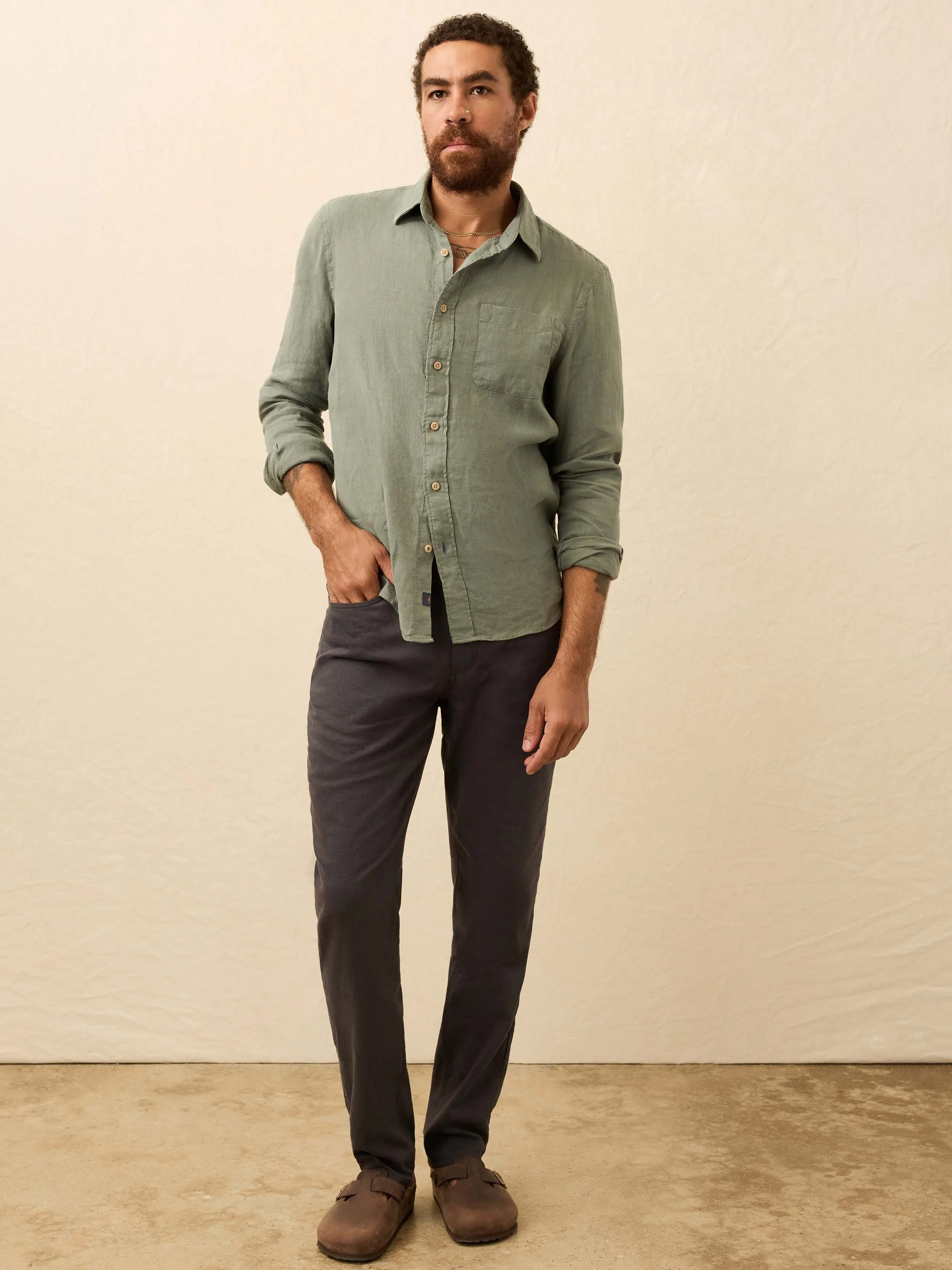 Laguna Linen Shirt - Valley Sage sold by Faherty