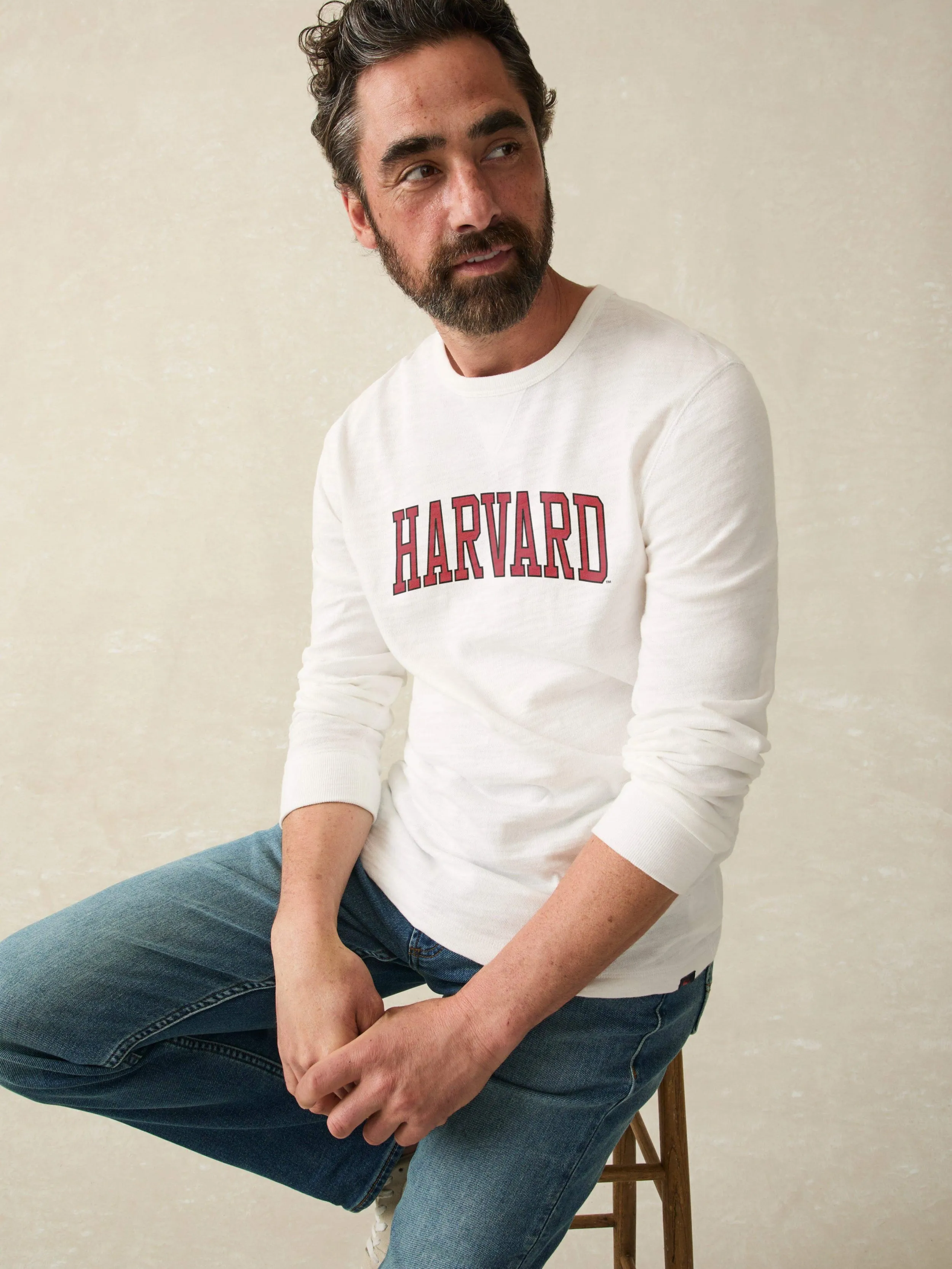 Harvard Sunwashed Slub Crew - White sold by Faherty product image thumbnail 2