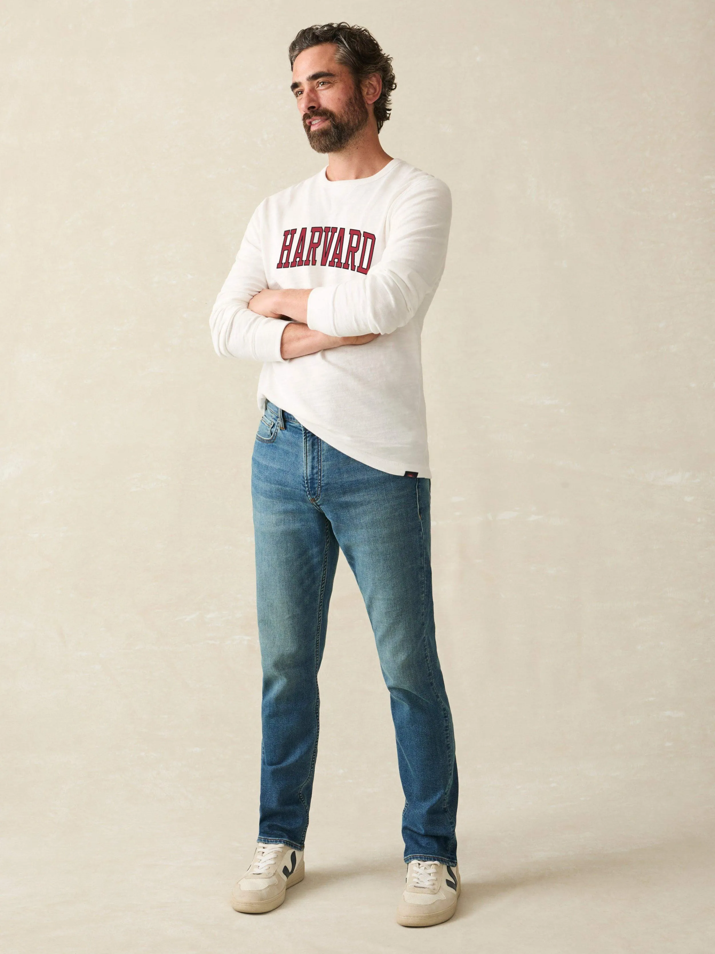 Harvard Sunwashed Slub Crew - White sold by Faherty product image thumbnail 3