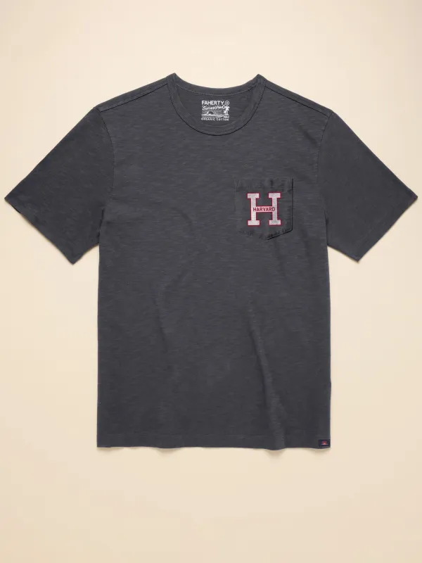 Harvard Sunwashed Pocket Tee - Graphite sold by Faherty