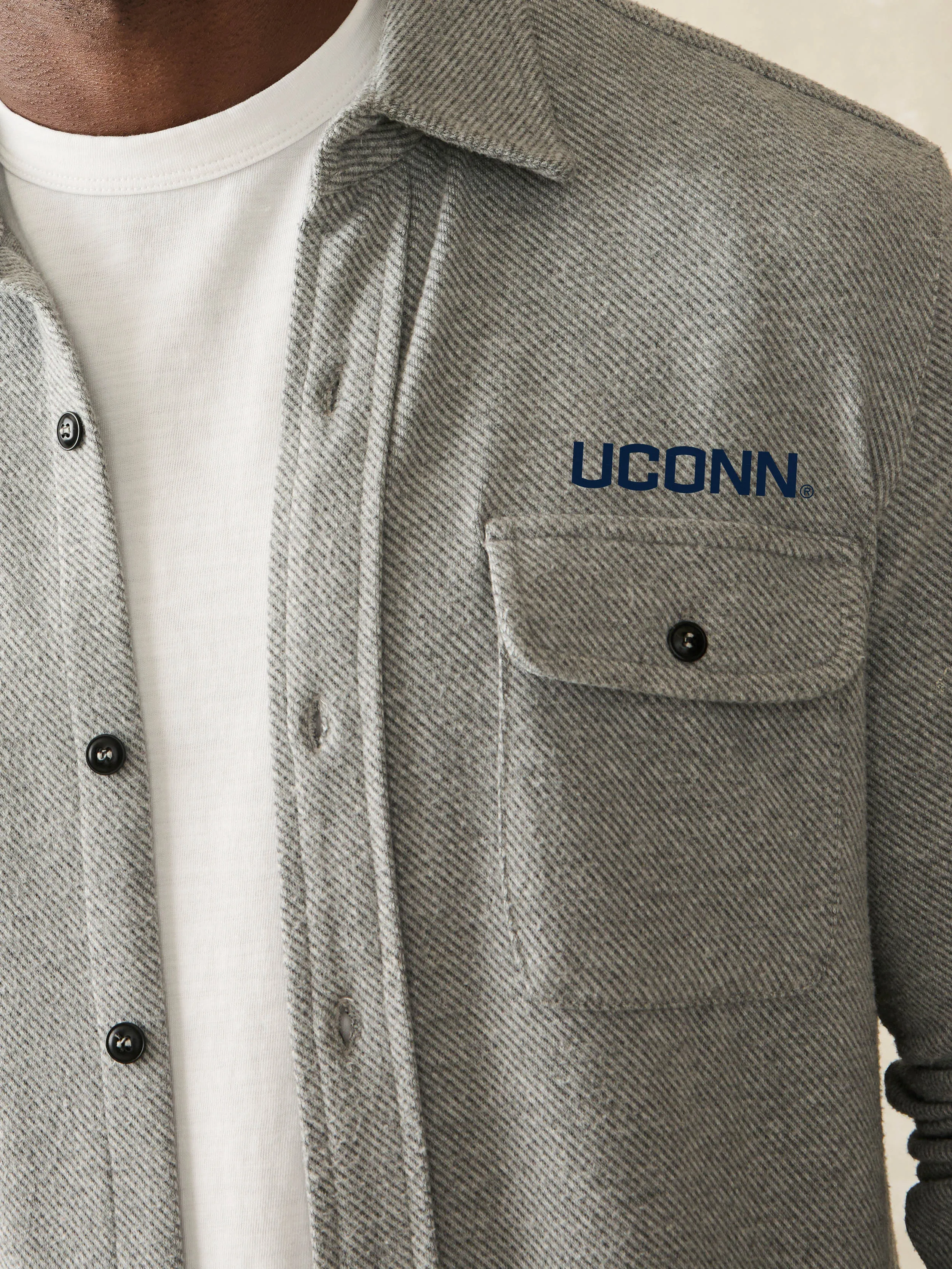 University of Connecticut Legend™ Sweater Shirt - Fossil Grey Twill sold by Faherty product image thumbnail 2