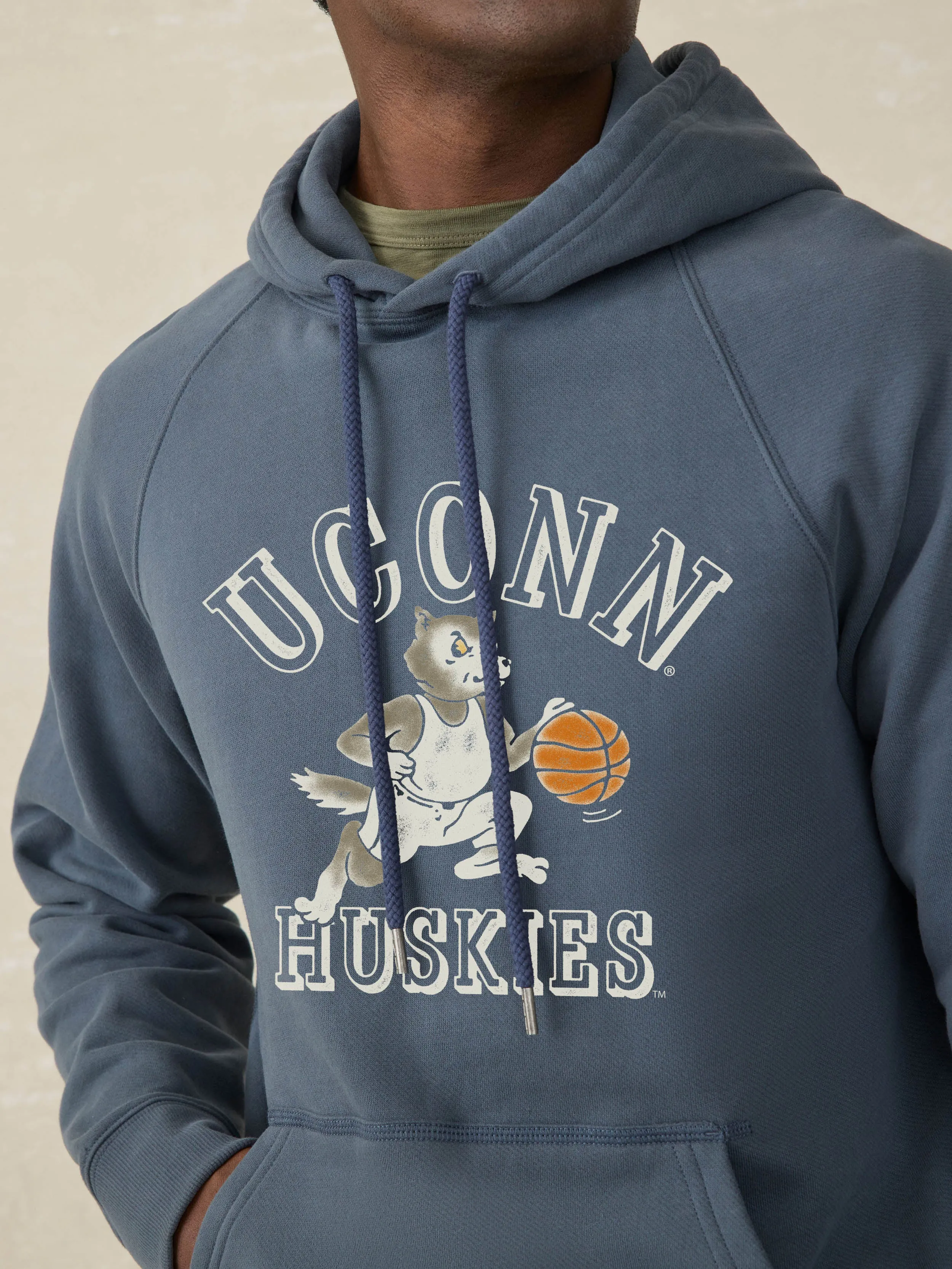 University of Connecticut High Standard Fleece Hoodie - Blue Nights sold by Faherty product image thumbnail 3