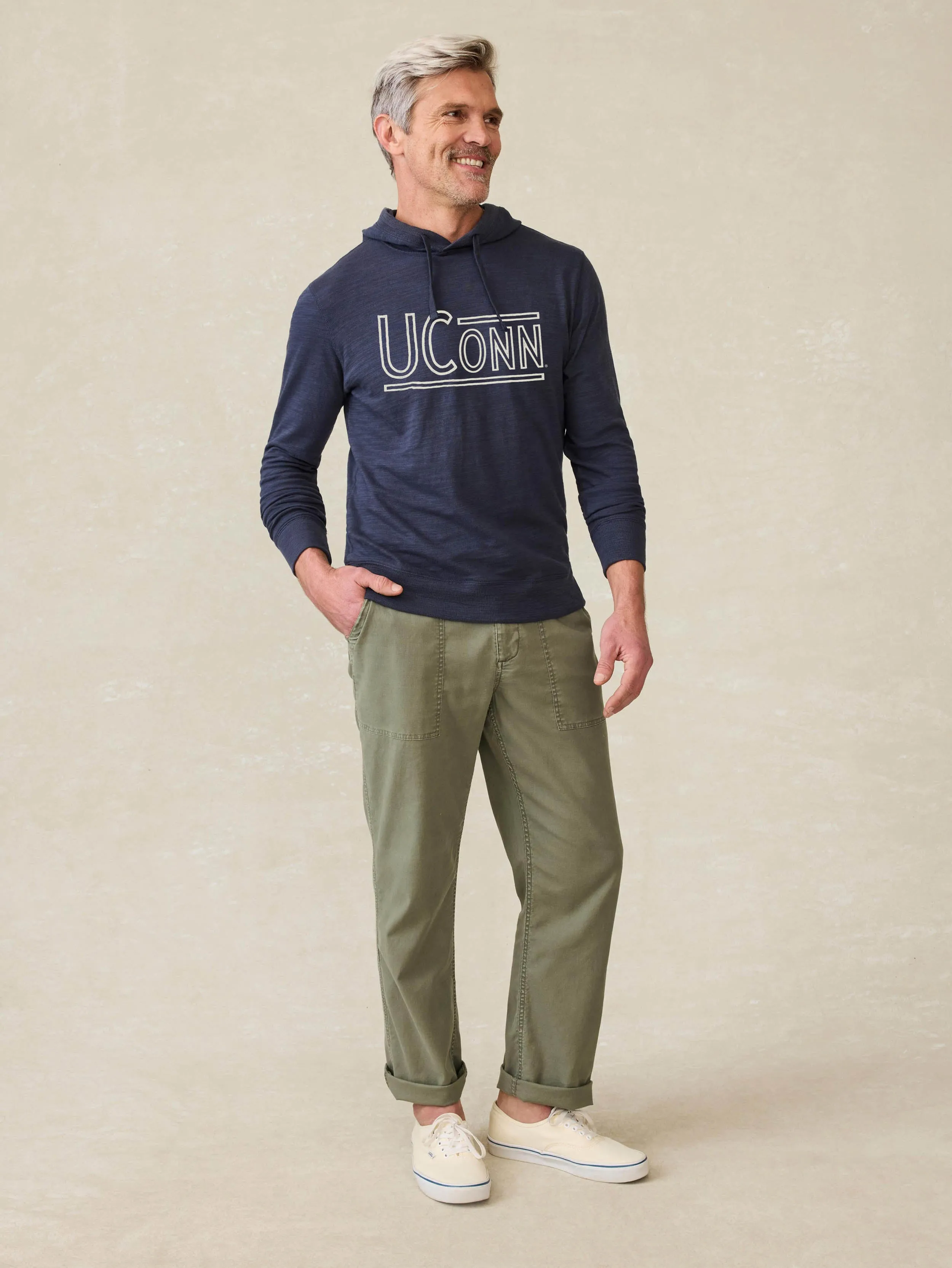 University of Connecticut Sunwashed Midweight Organic Hoodie - Blue Nights sold by Faherty product image thumbnail 2