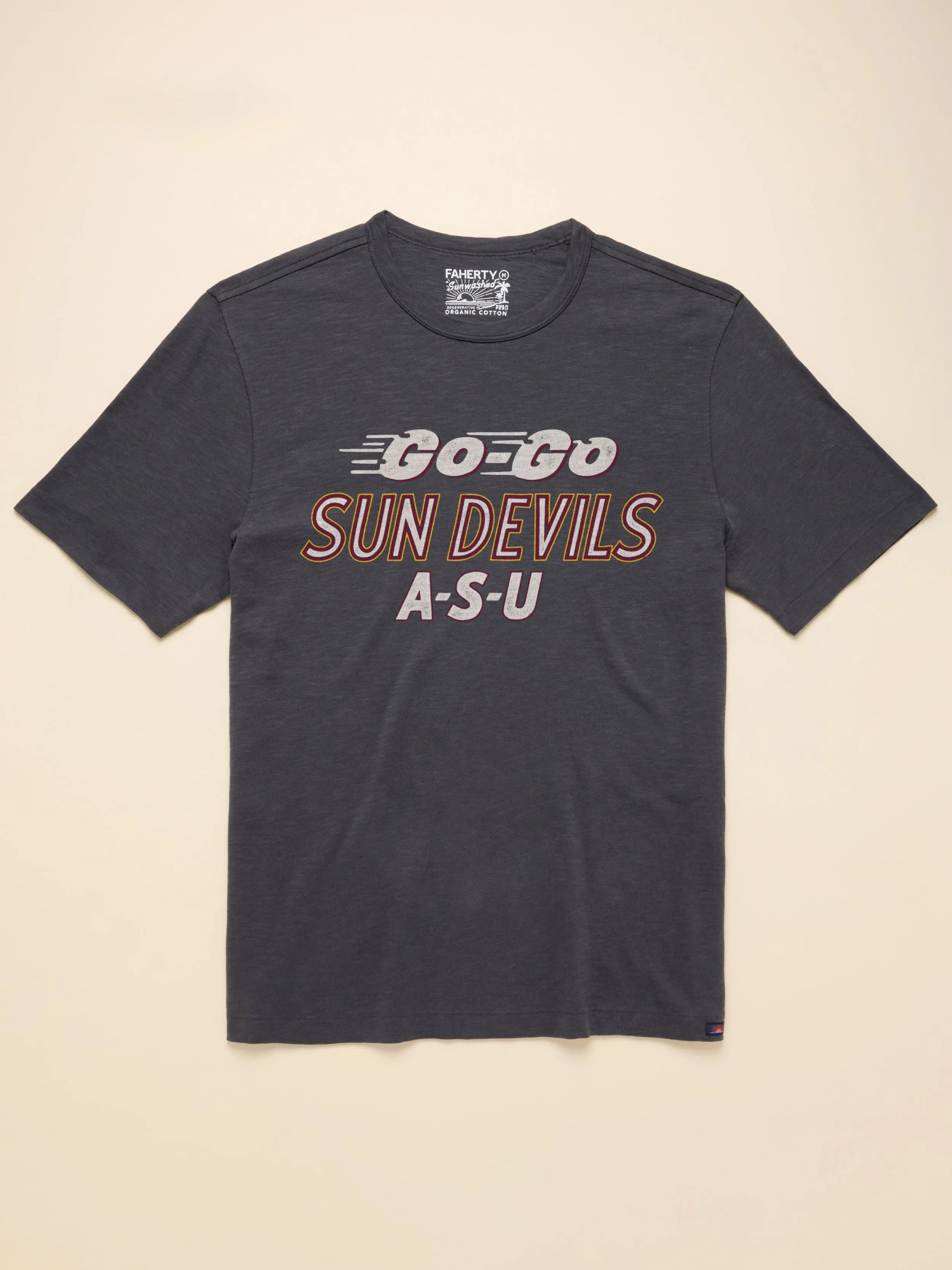 Arizona State University Sunwashed Tee - Graphite sold by Faherty