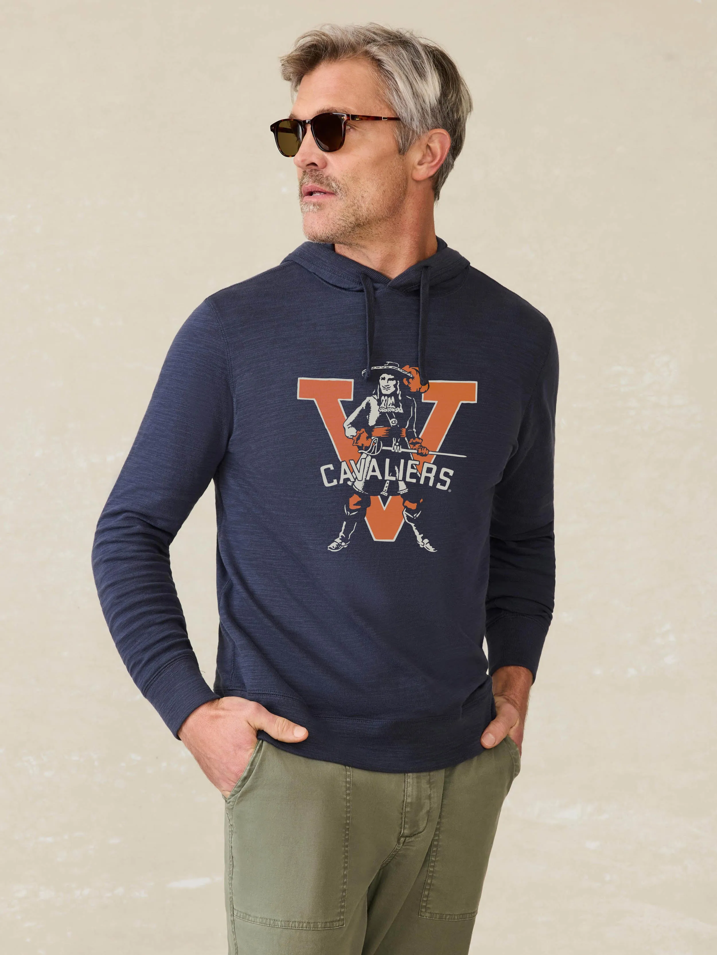 University of Virginia Sunwashed Midweight Organic Hoodie - Blue Nights sold by Faherty product image thumbnail 2