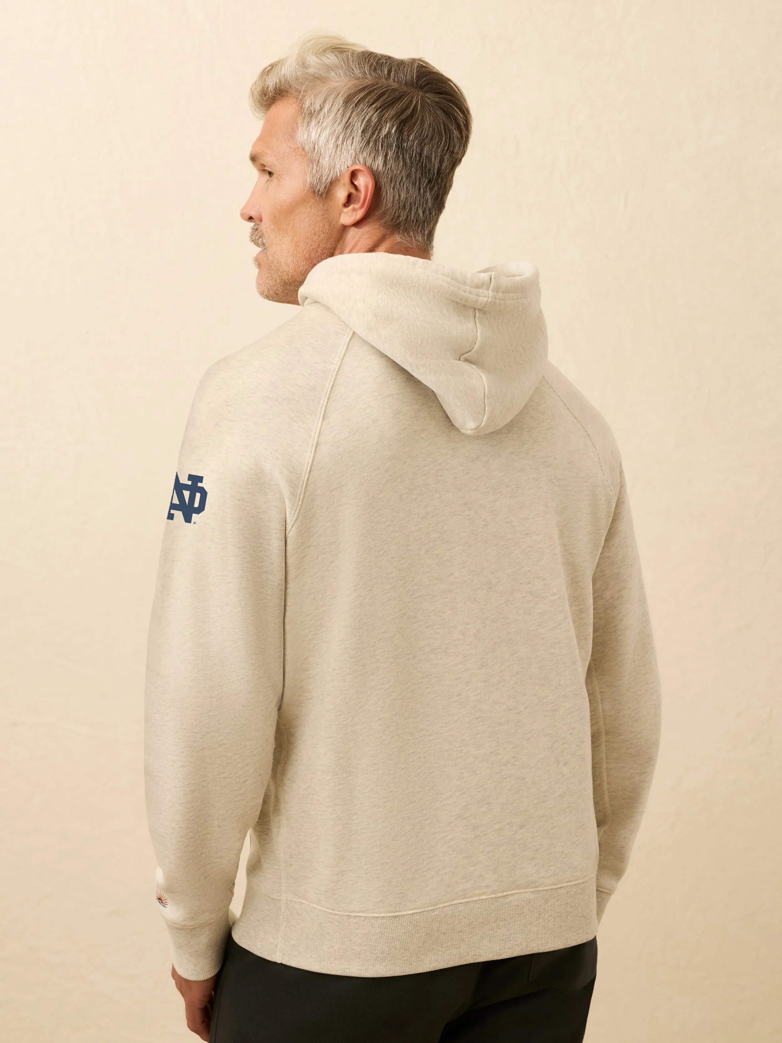 Notre Dame High Standard Fleece Hoodie - Antique Ivory Heather sold by Faherty product image thumbnail 5