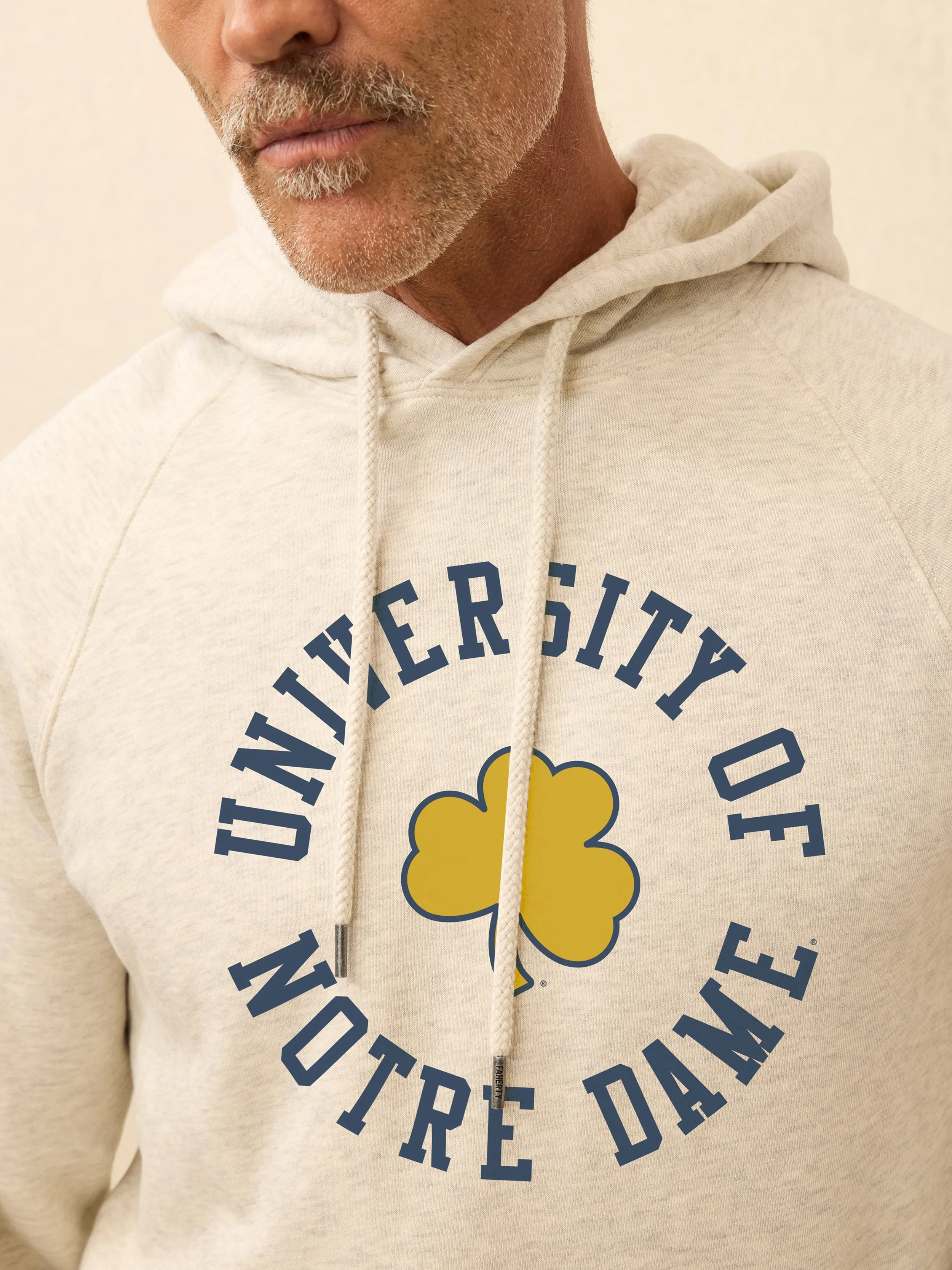 Notre Dame High Standard Fleece Hoodie - Antique Ivory Heather sold by Faherty product image thumbnail 3