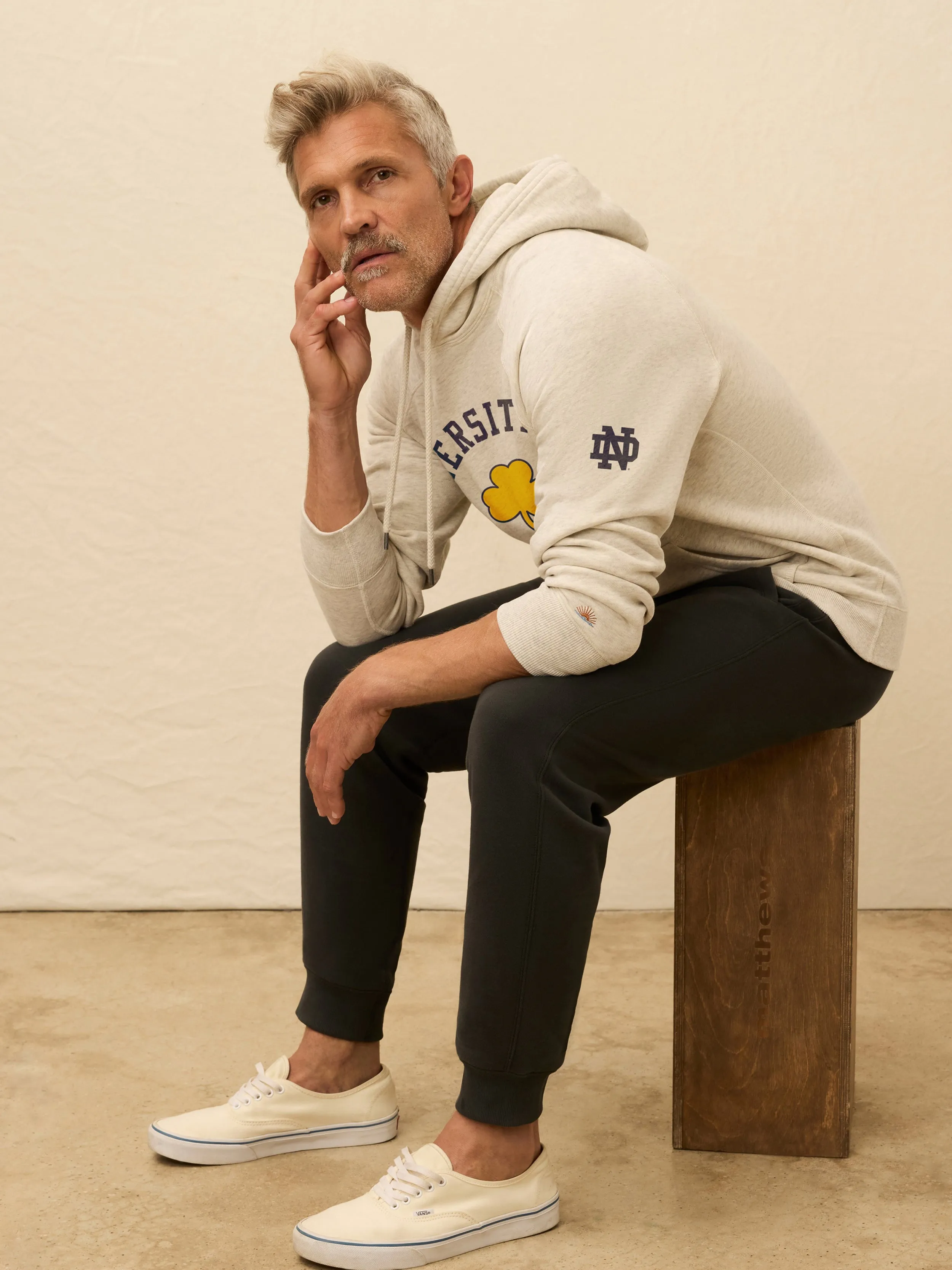 Notre Dame High Standard Fleece Hoodie - Antique Ivory Heather sold by Faherty product image thumbnail 2