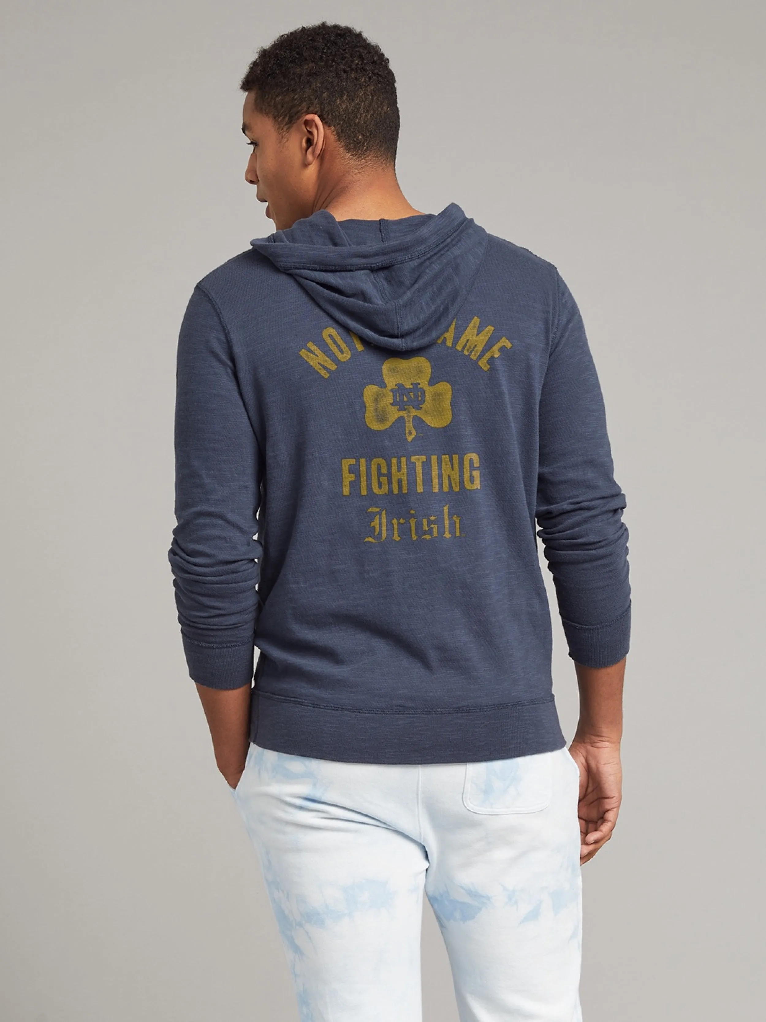 Notre Dame Sunwashed Organic Hoodie - Blue Nights sold by Faherty