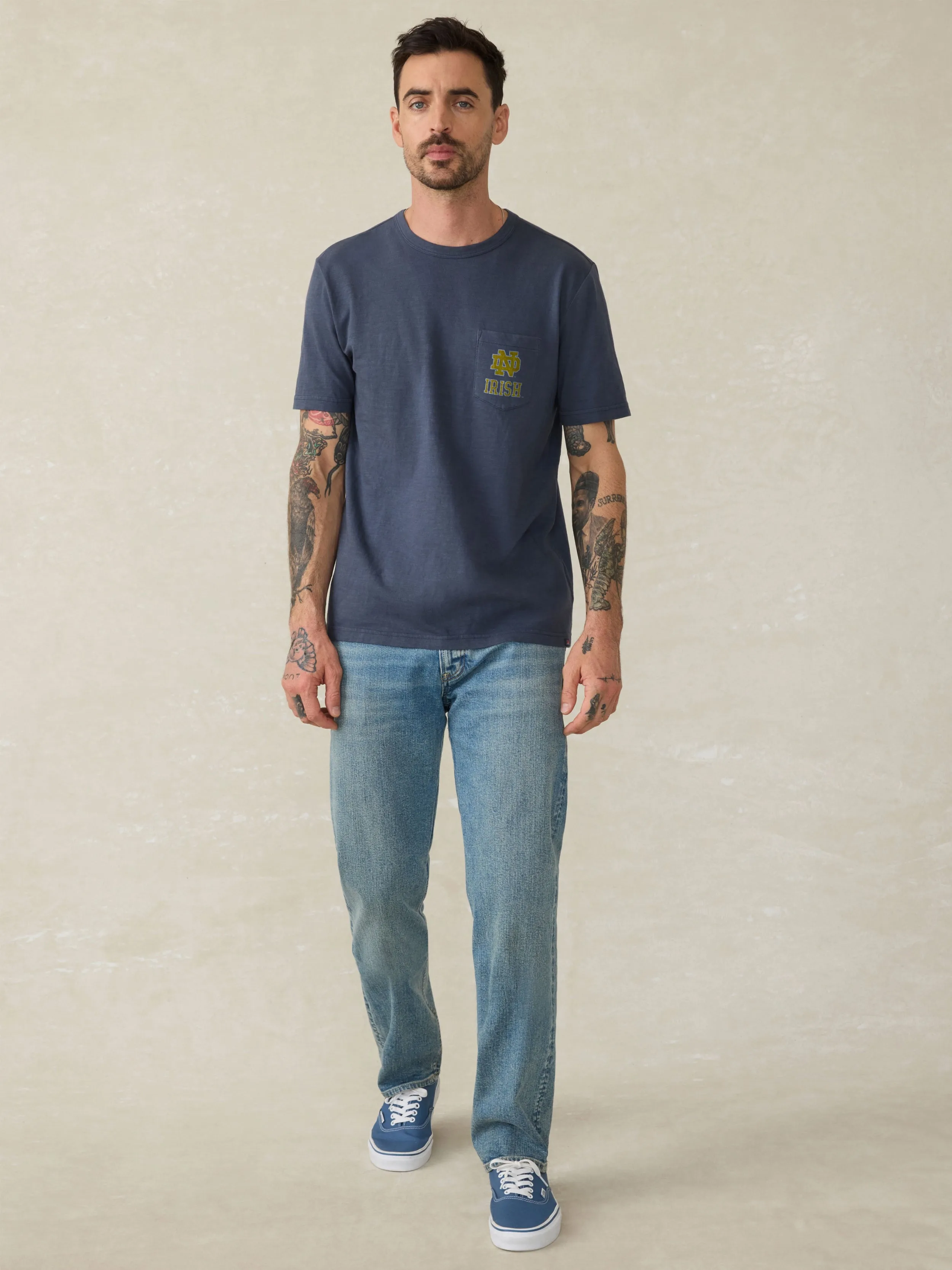 Notre Dame Sunwashed Pocket Tee - Dune Navy sold by Faherty product image thumbnail 4