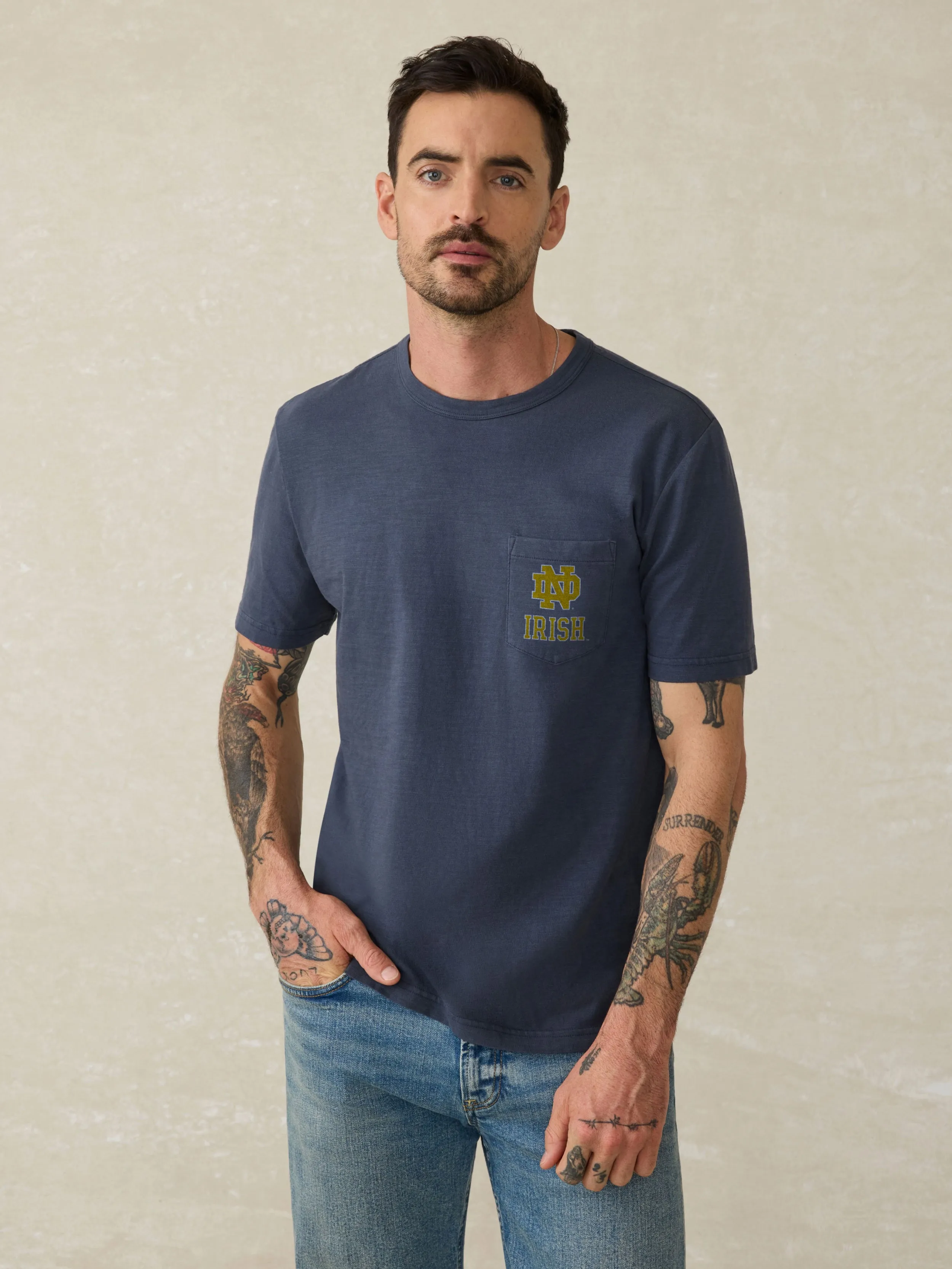 Notre Dame Sunwashed Pocket Tee - Dune Navy sold by Faherty product image thumbnail 2