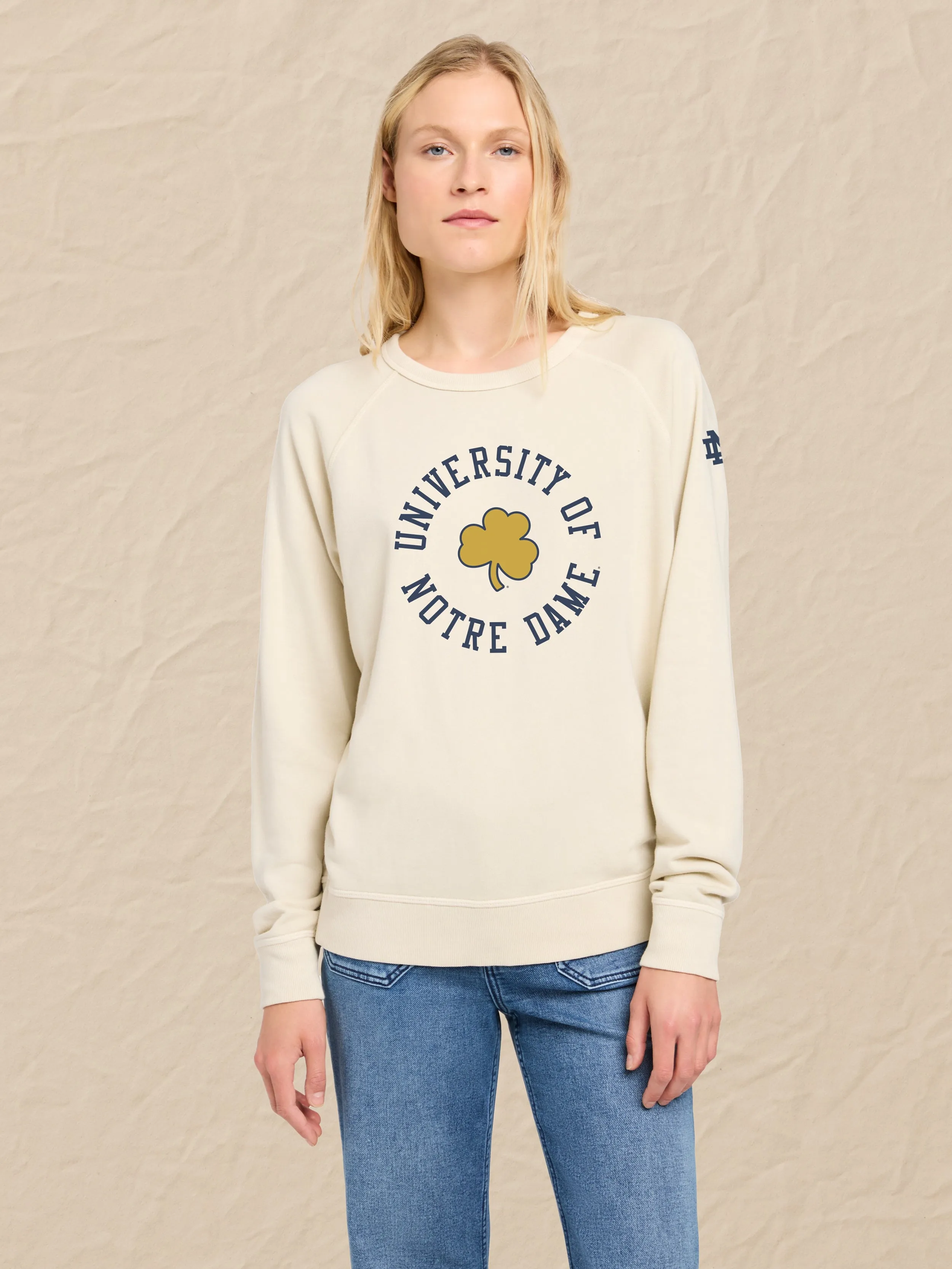 Notre Dame Coastal Cloud Crew - Summer Sand sold by Faherty