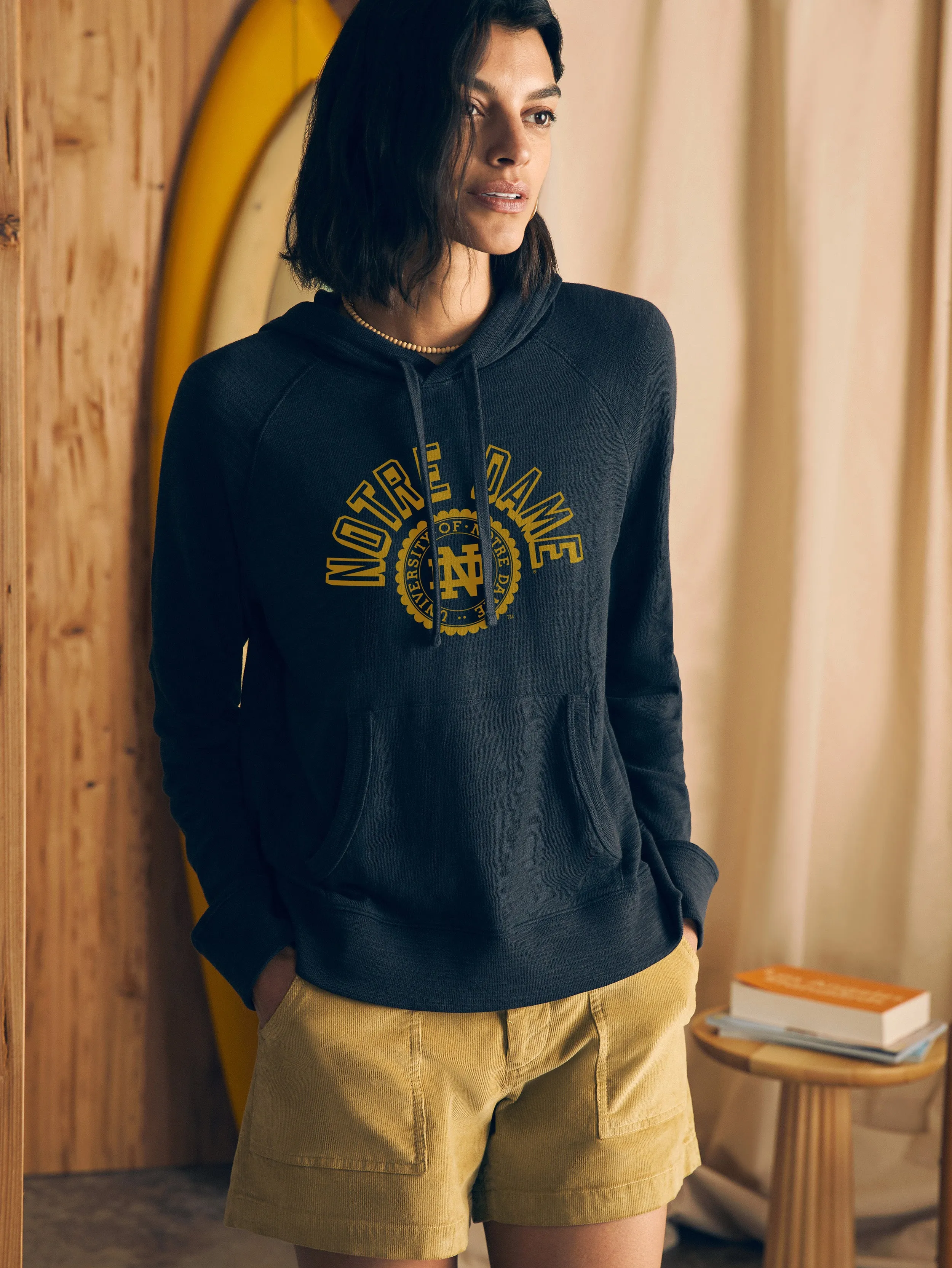 Notre Dame Sunwashed Midweight Organic Hoodie - Blue Nights sold by Faherty