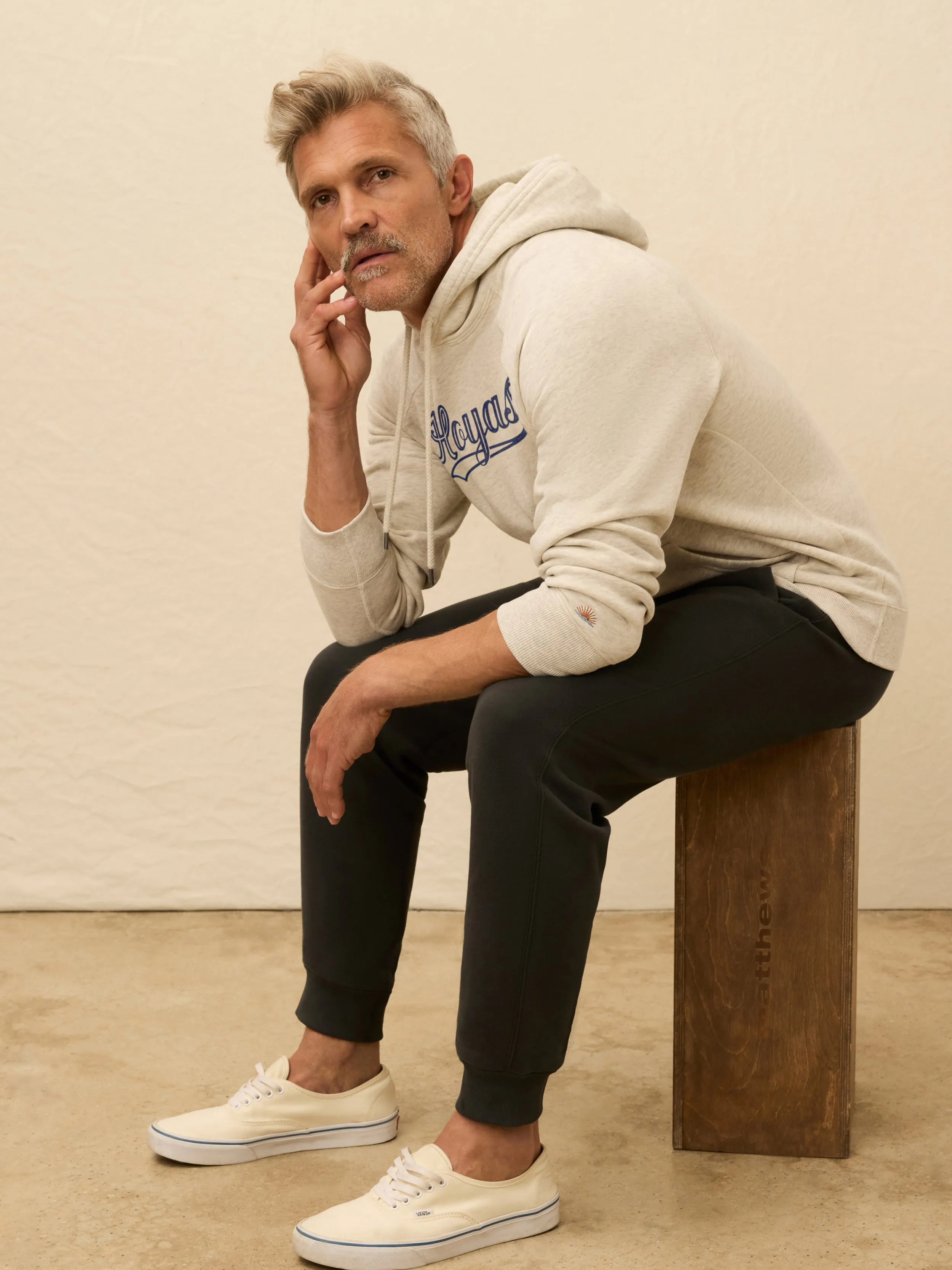 Georgetown High Standard Fleece Hoodie - Antique Ivory Heather sold by Faherty product image thumbnail 3