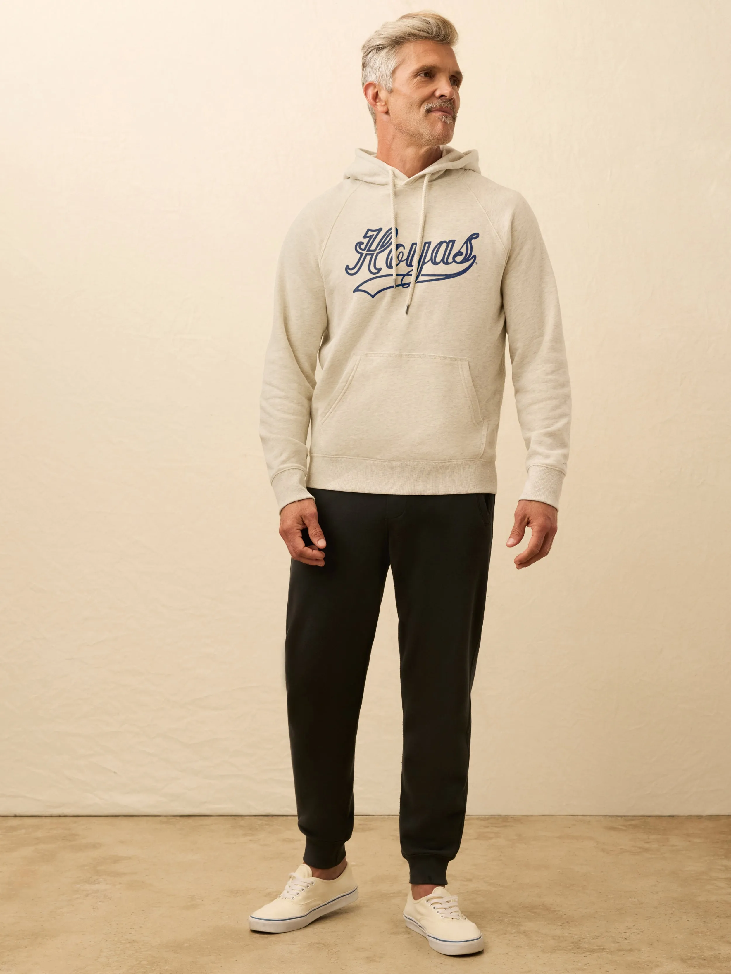 Georgetown High Standard Fleece Hoodie - Antique Ivory Heather sold by Faherty
