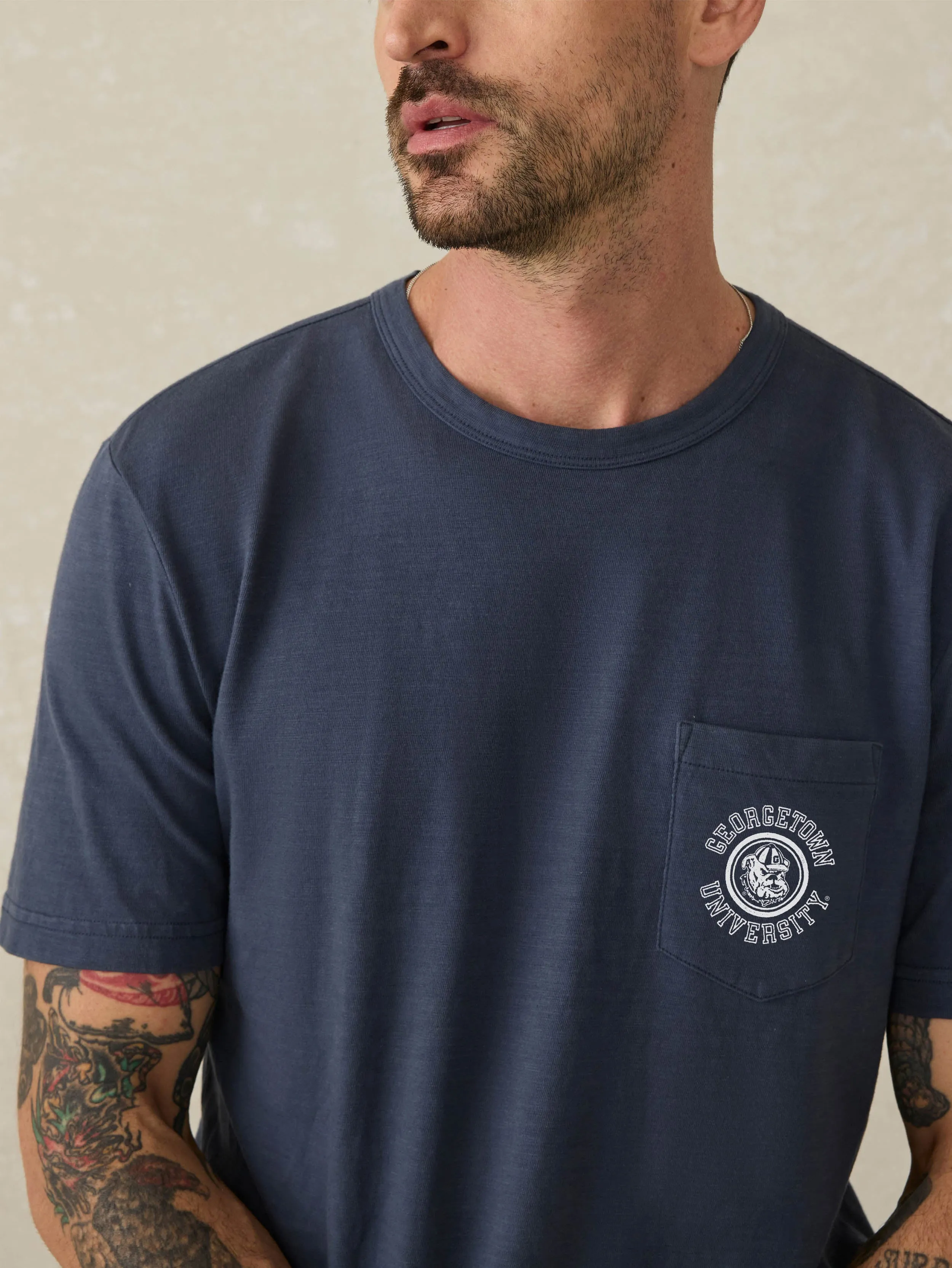 Georgetown Sunwashed Pocket Tee - Dune Navy sold by Faherty product image thumbnail 3
