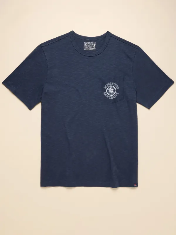 Georgetown Sunwashed Pocket Tee - Dune Navy sold by Faherty