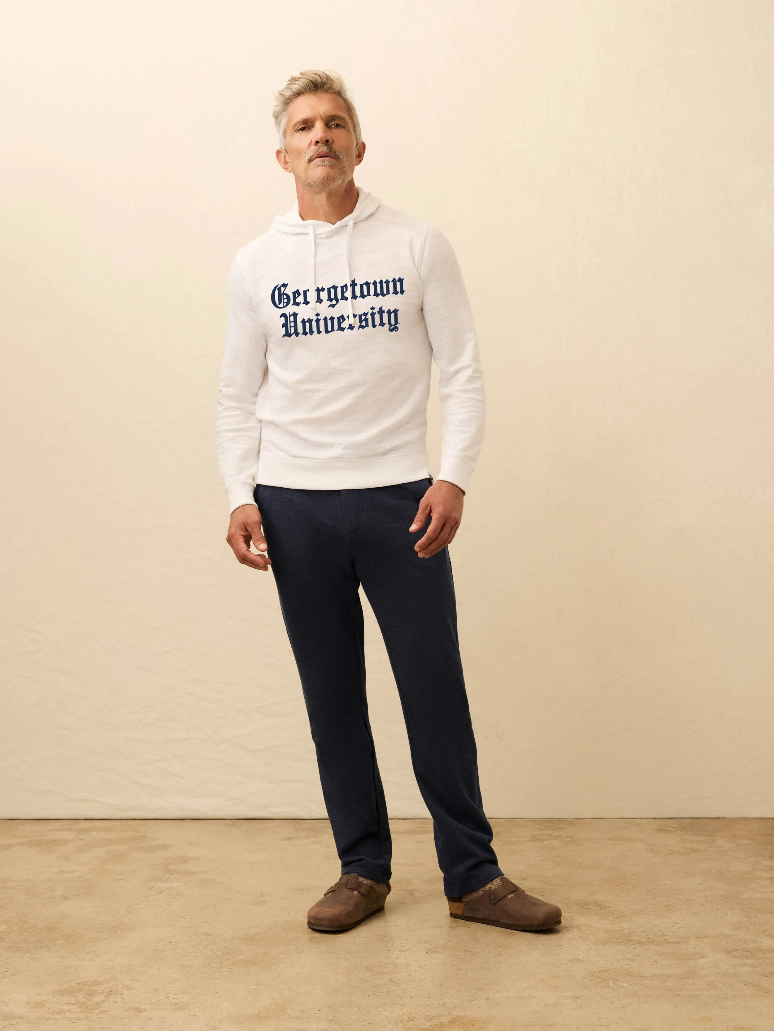 Georgetown Sunwashed Slub Hoodie - White sold by Faherty