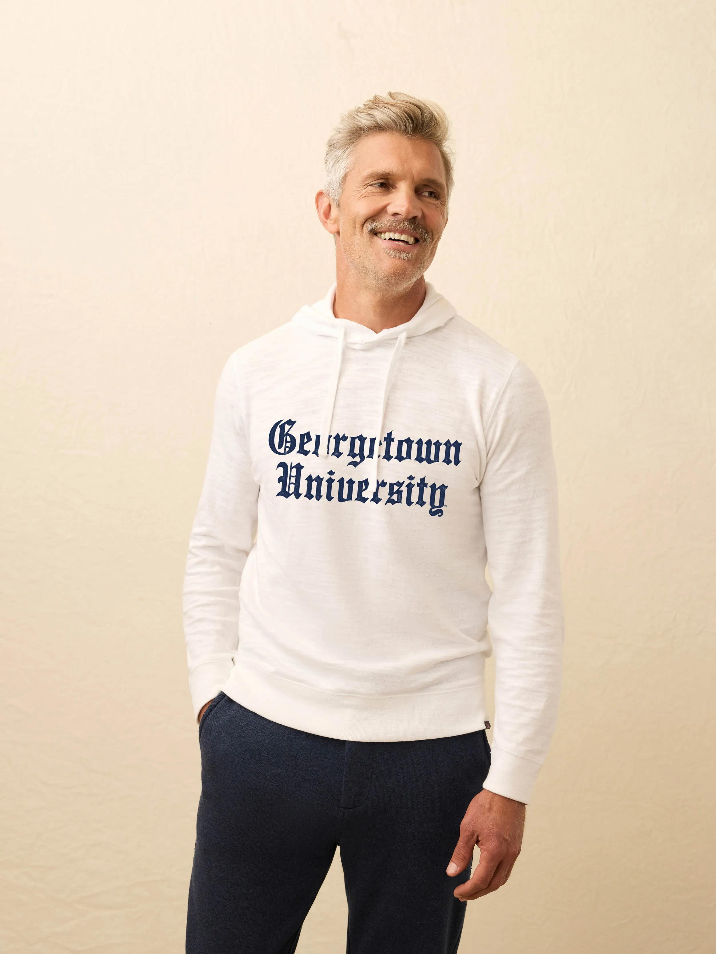 Georgetown Sunwashed Slub Hoodie - White sold by Faherty product image thumbnail 3