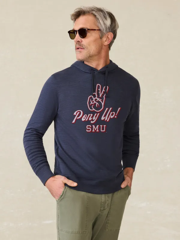 Southern Methodist University Sunwashed Midweight Organic Hoodie - Blue Nights sold by Faherty