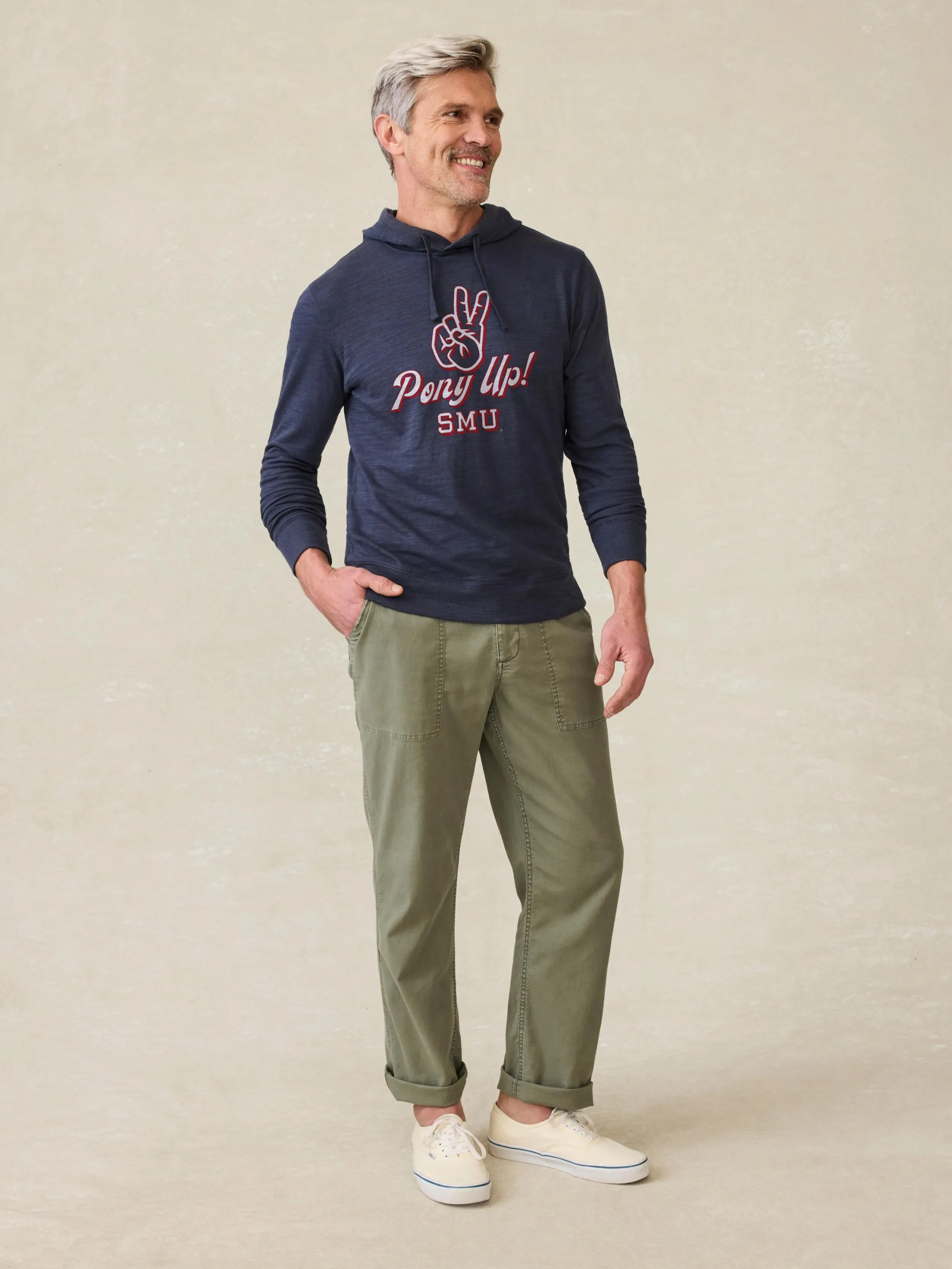 Southern Methodist University Sunwashed Organic Hoodie - Blue Nights sold by Faherty product image thumbnail 2