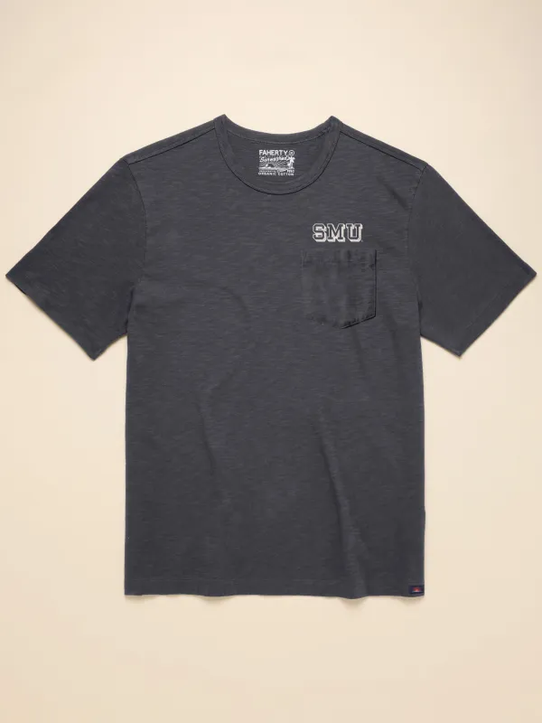 Southern Methodist University Sunwashed Pocket Tee - Graphite sold by Faherty