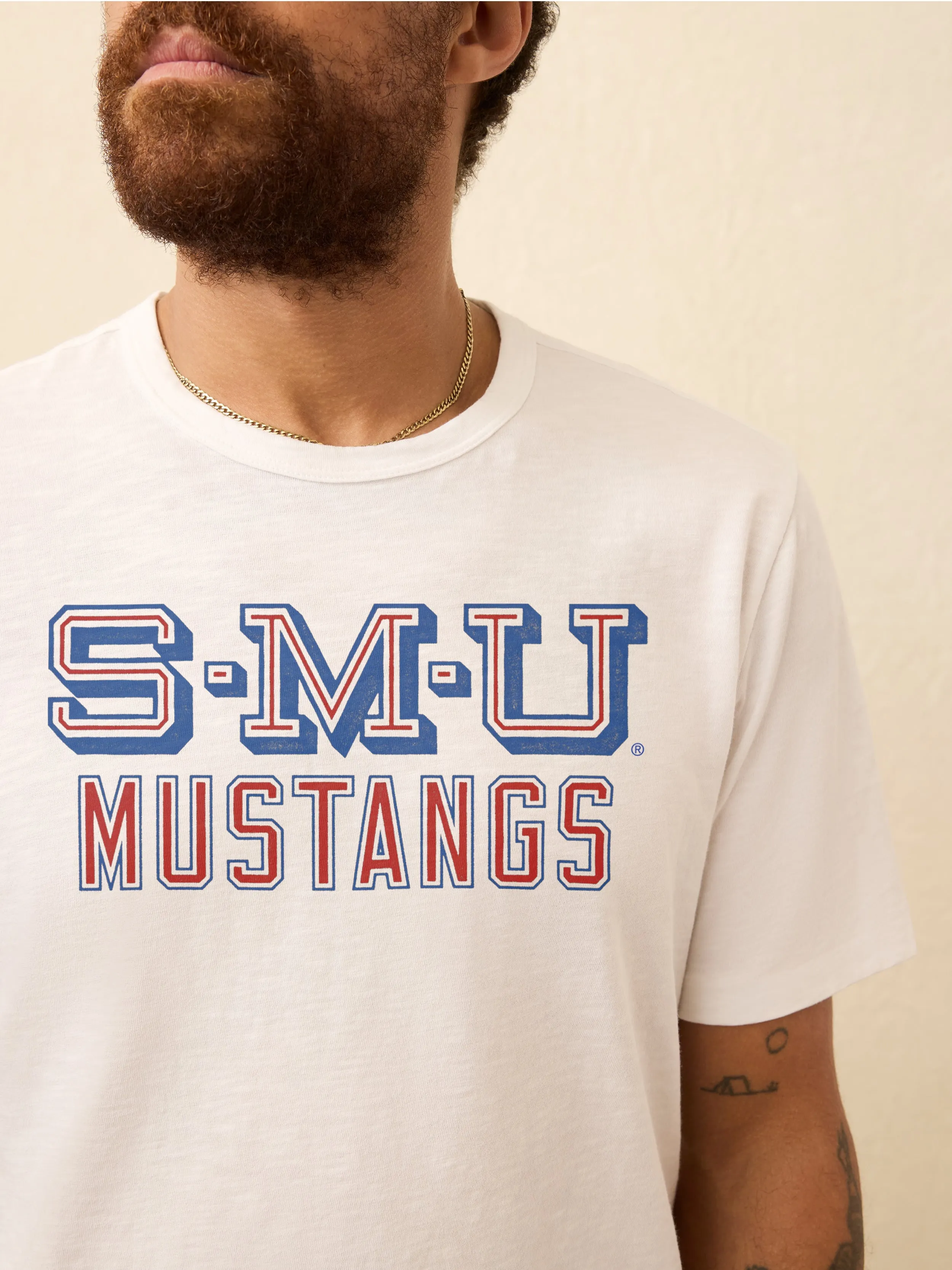 Southern Methodist University Sunwashed Tee - White sold by Faherty product image thumbnail 3