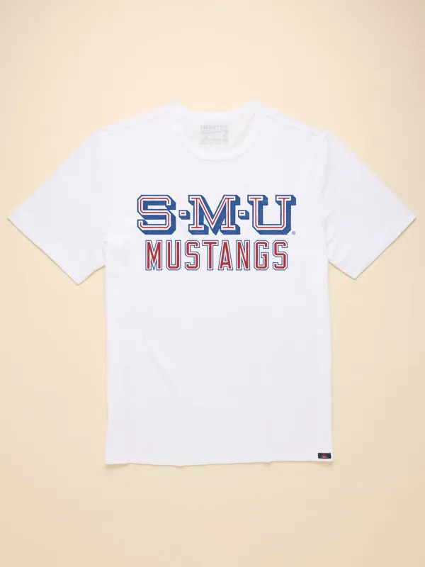 Southern Methodist University Sunwashed Tee - White sold by Faherty