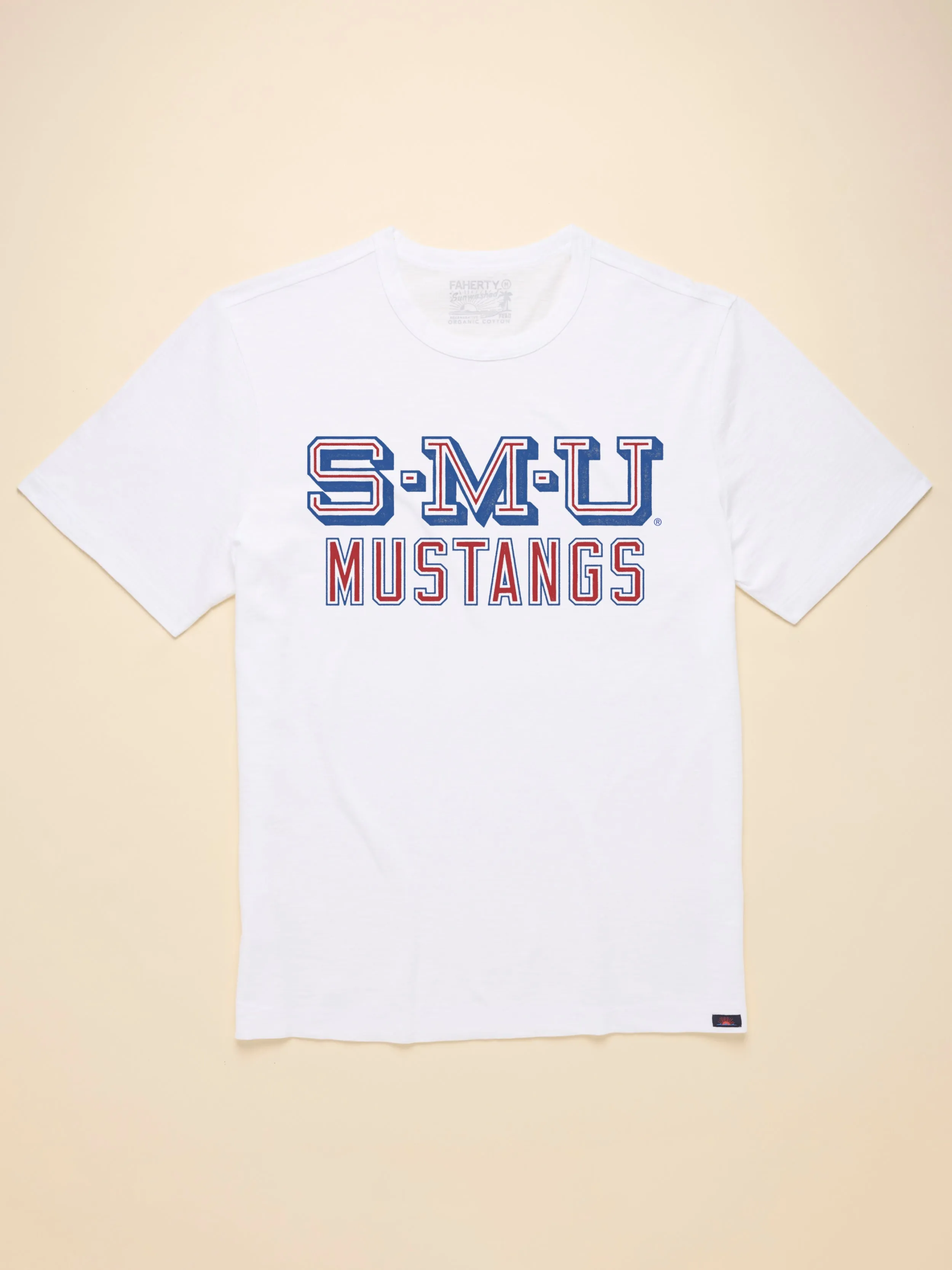 Southern Methodist University Sunwashed Tee - White sold by Faherty