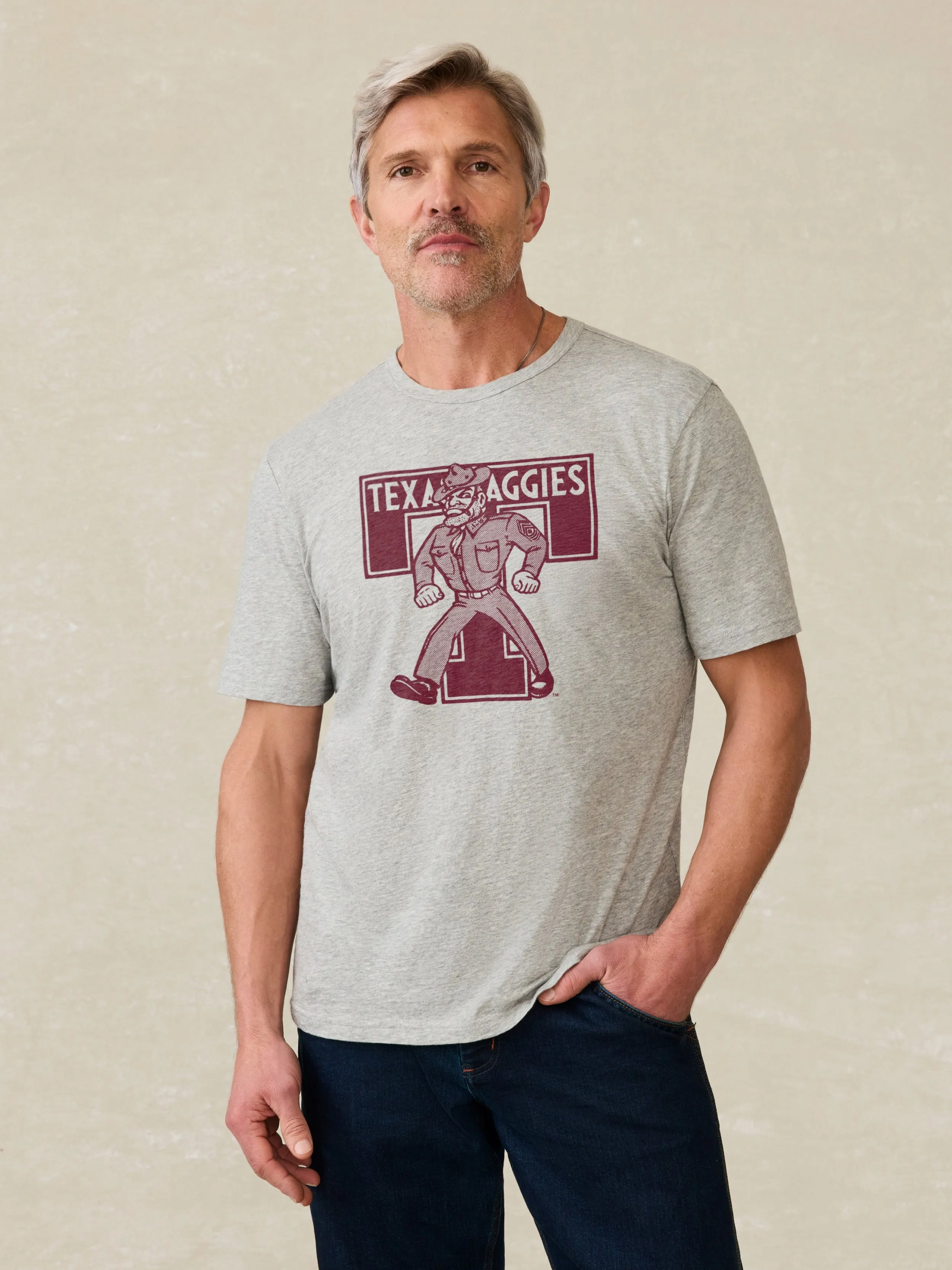Texas A&M Sunwashed Tee - Granite Heather sold by Faherty product image thumbnail 2