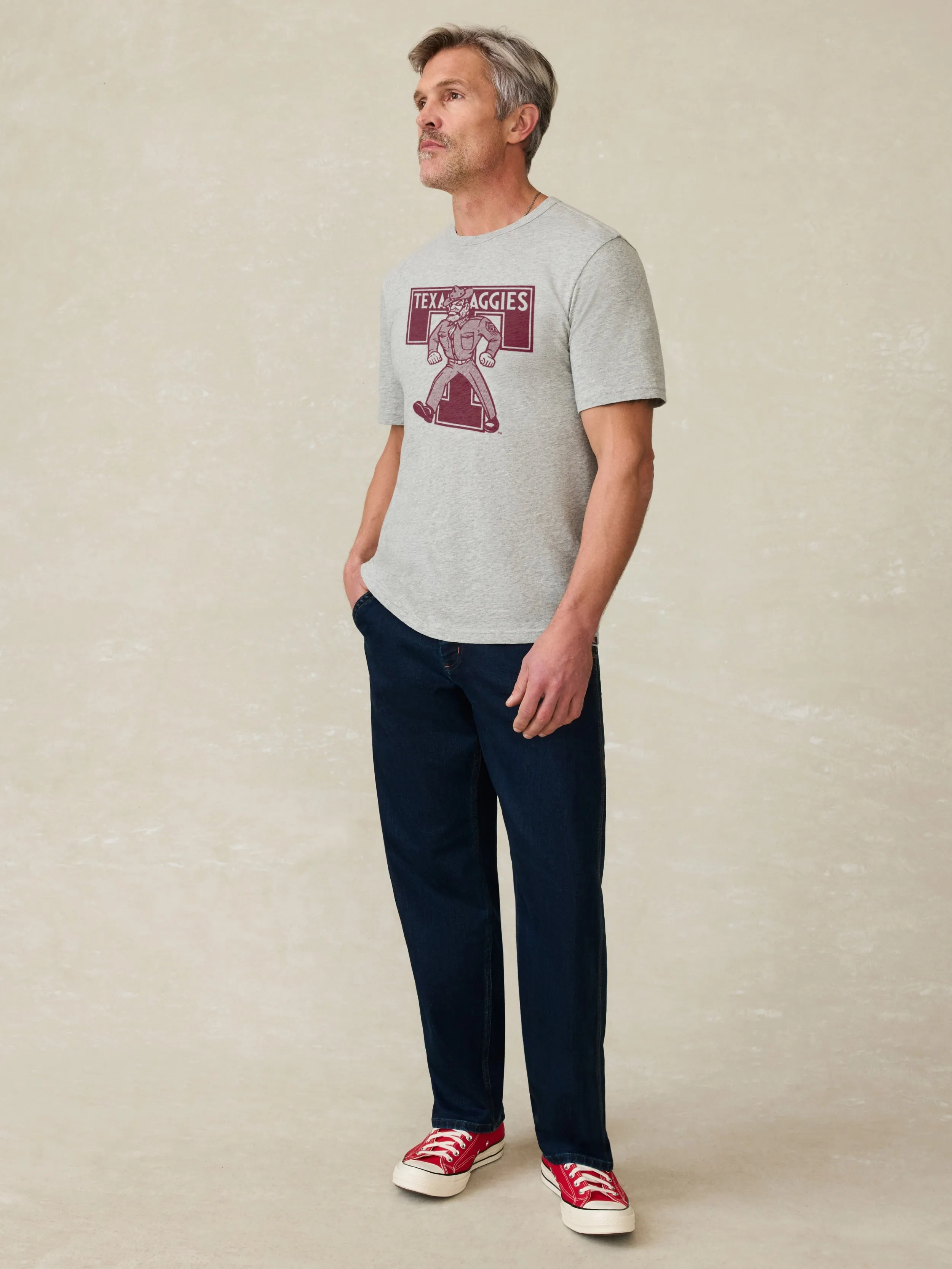 Texas A&M Sunwashed Tee - Granite Heather sold by Faherty product image thumbnail 3