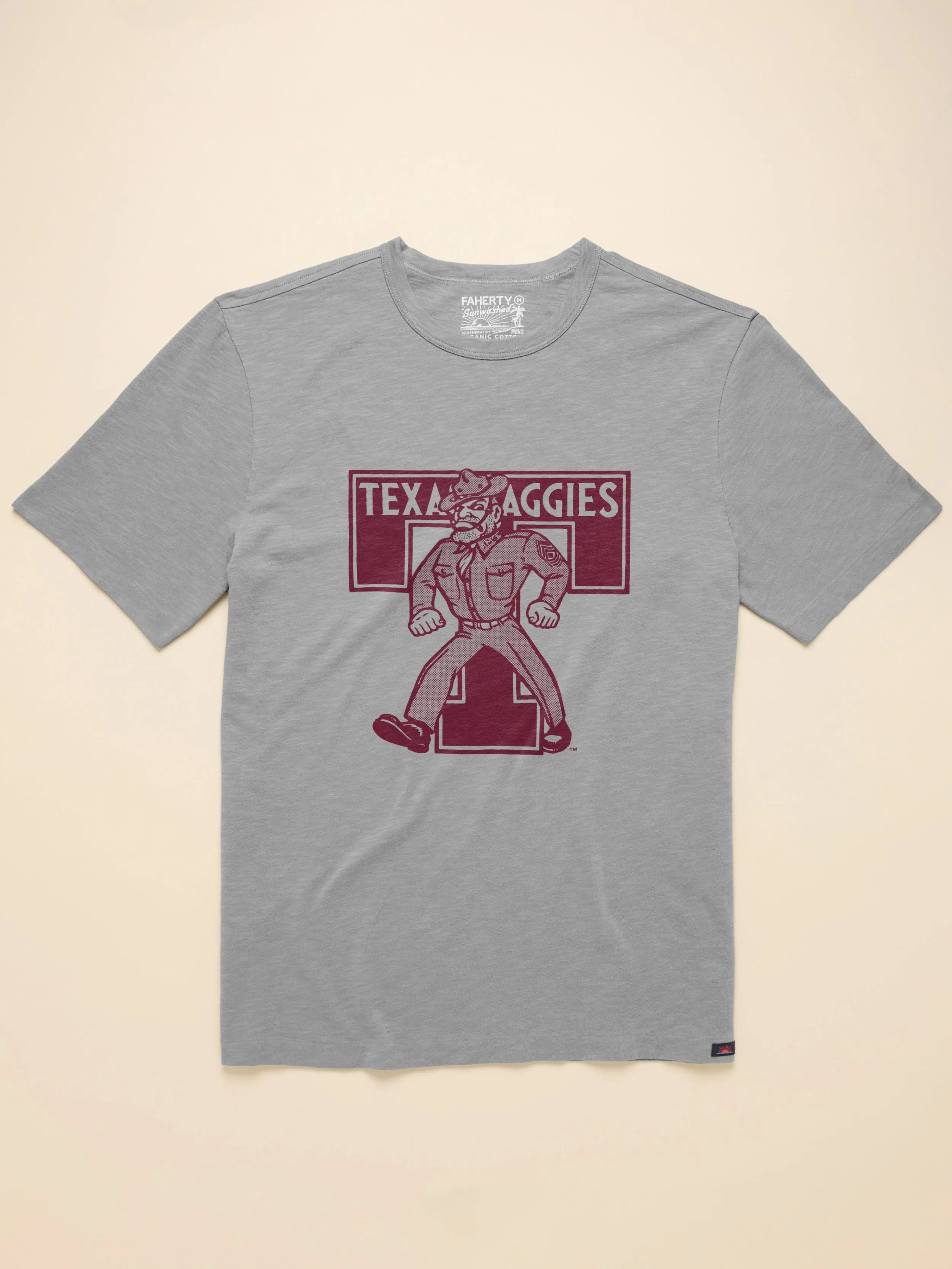 Texas A&M Sunwashed Tee - Granite Heather sold by Faherty