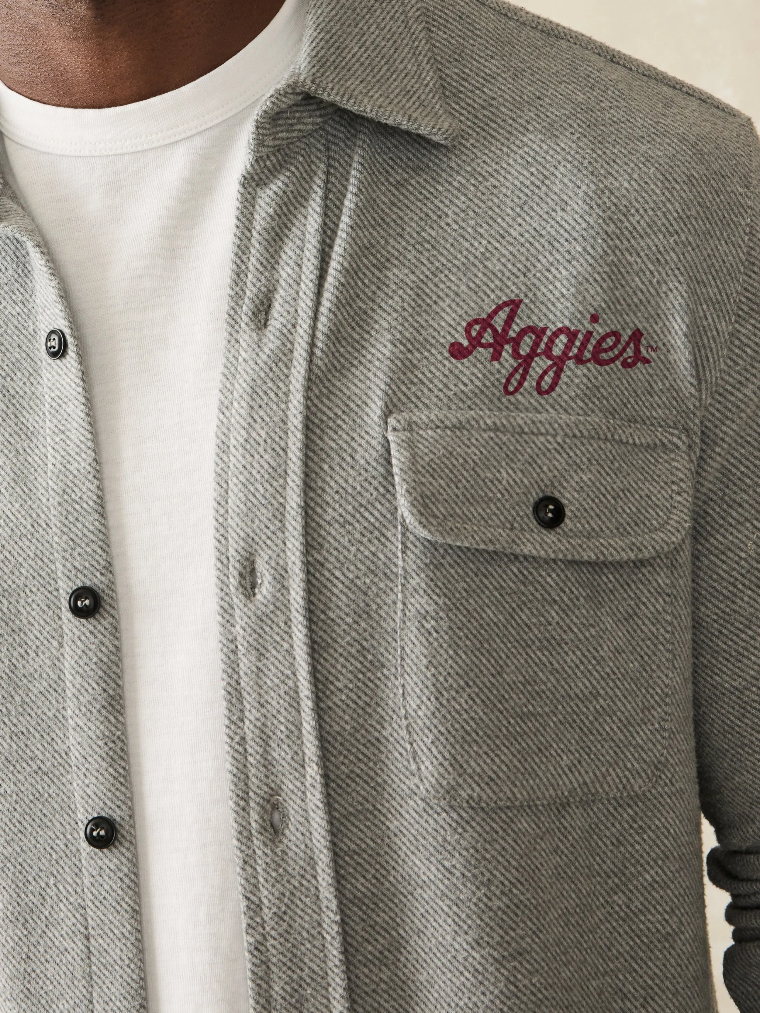 Texas A&M Legend™ Sweater Shirt - Fossil Grey Twill sold by Faherty product image thumbnail 3