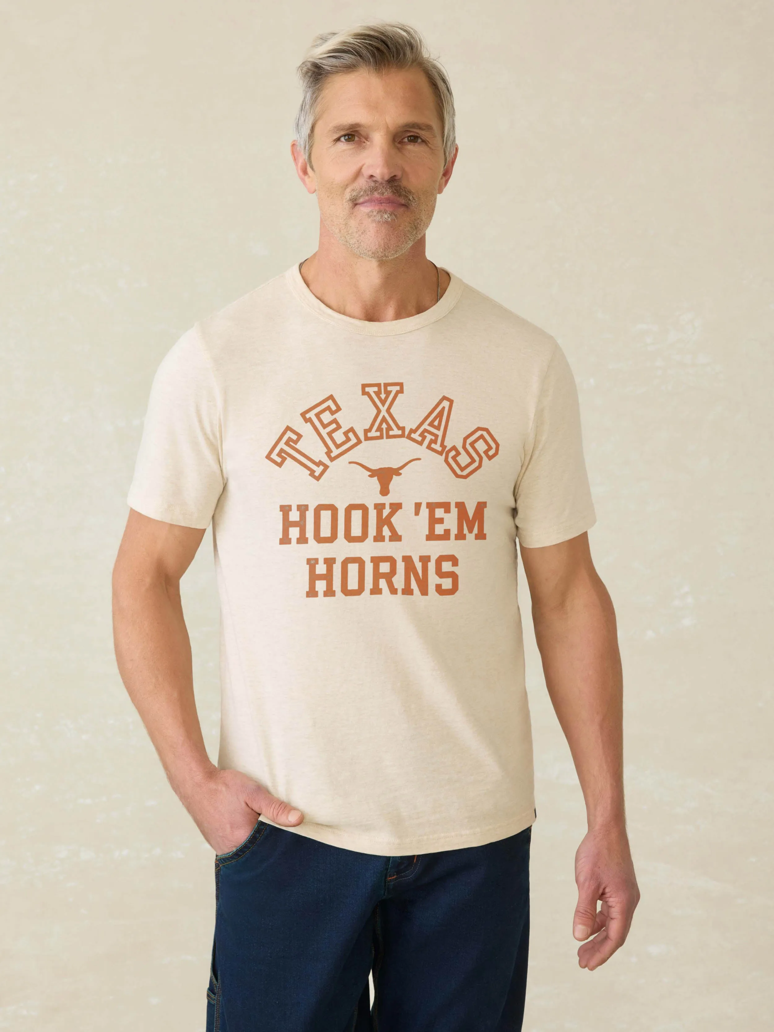 University of Texas Sunwashed Tee - Island Dune Heather sold by Faherty product image thumbnail 2