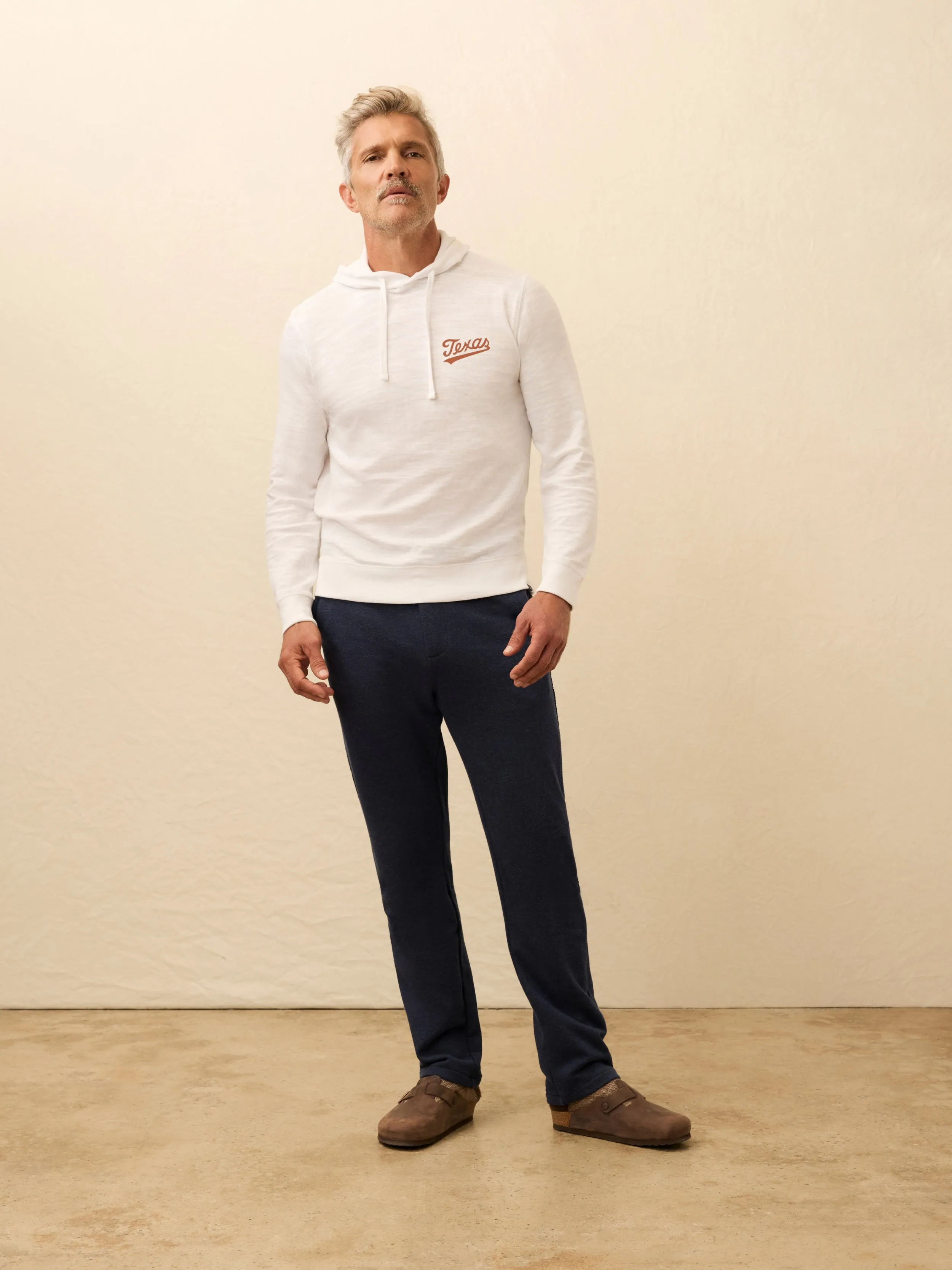 University of Texas Sunwashed Organic Hoodie - White sold by Faherty