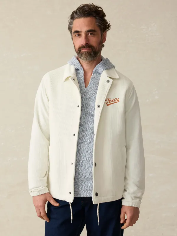 University of Texas Corduroy Coaches Jacket - White sold by Faherty