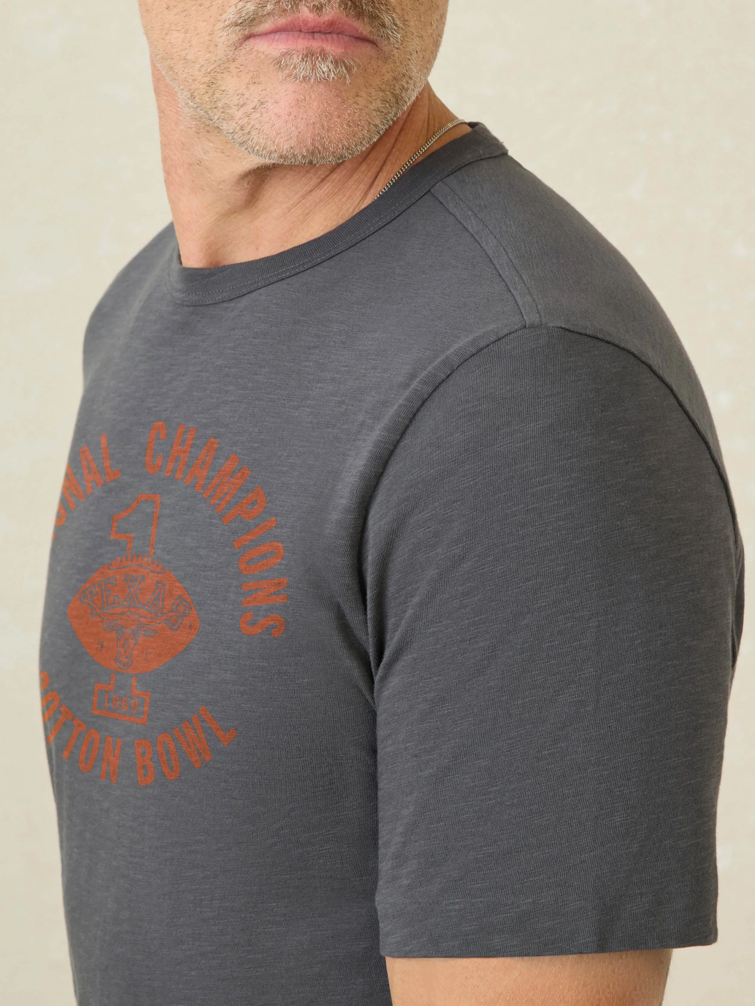 University of Texas Sunwashed Tee - Graphite sold by Faherty product image thumbnail 3