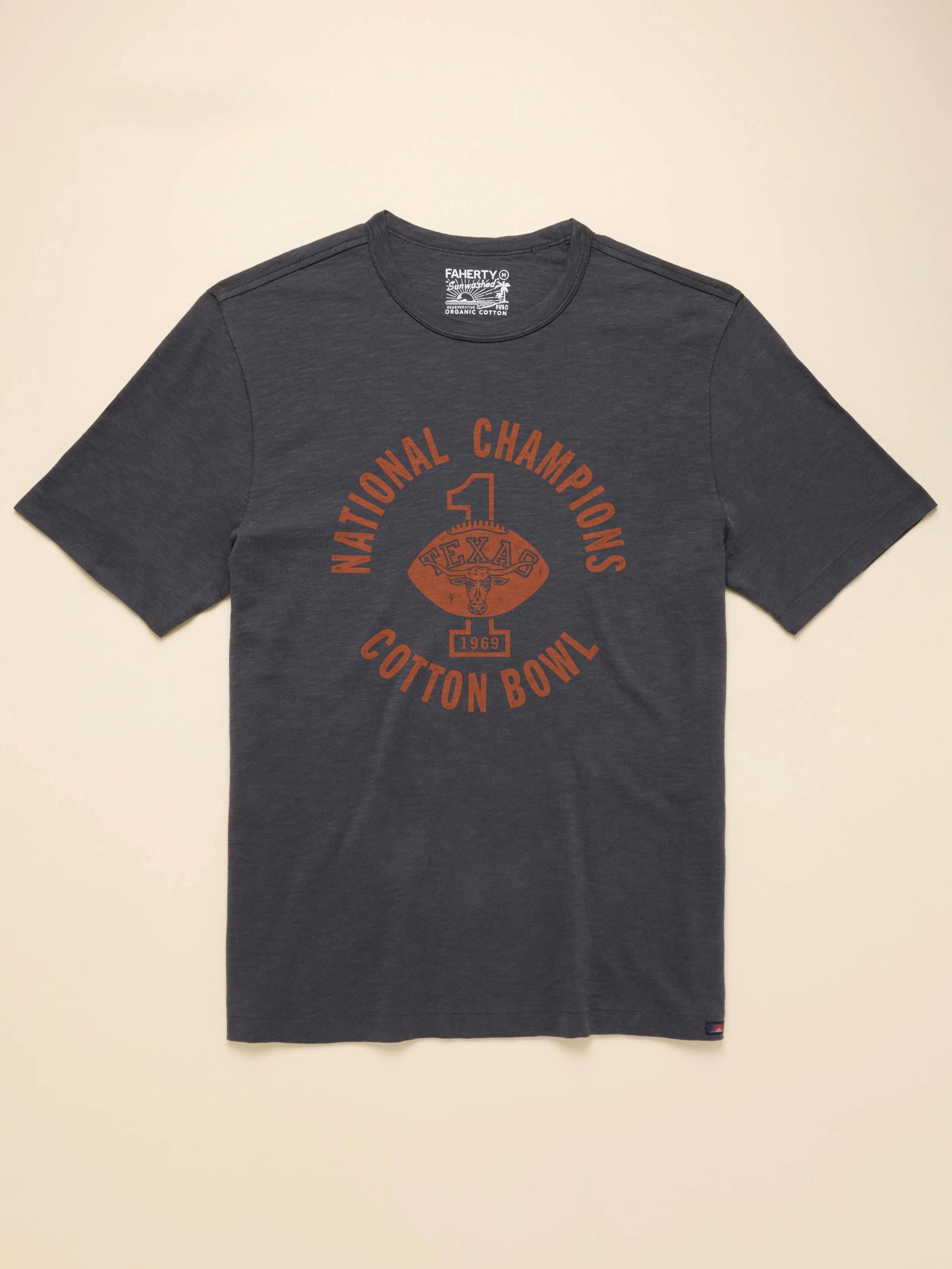 University of Texas Sunwashed Tee - Graphite sold by Faherty