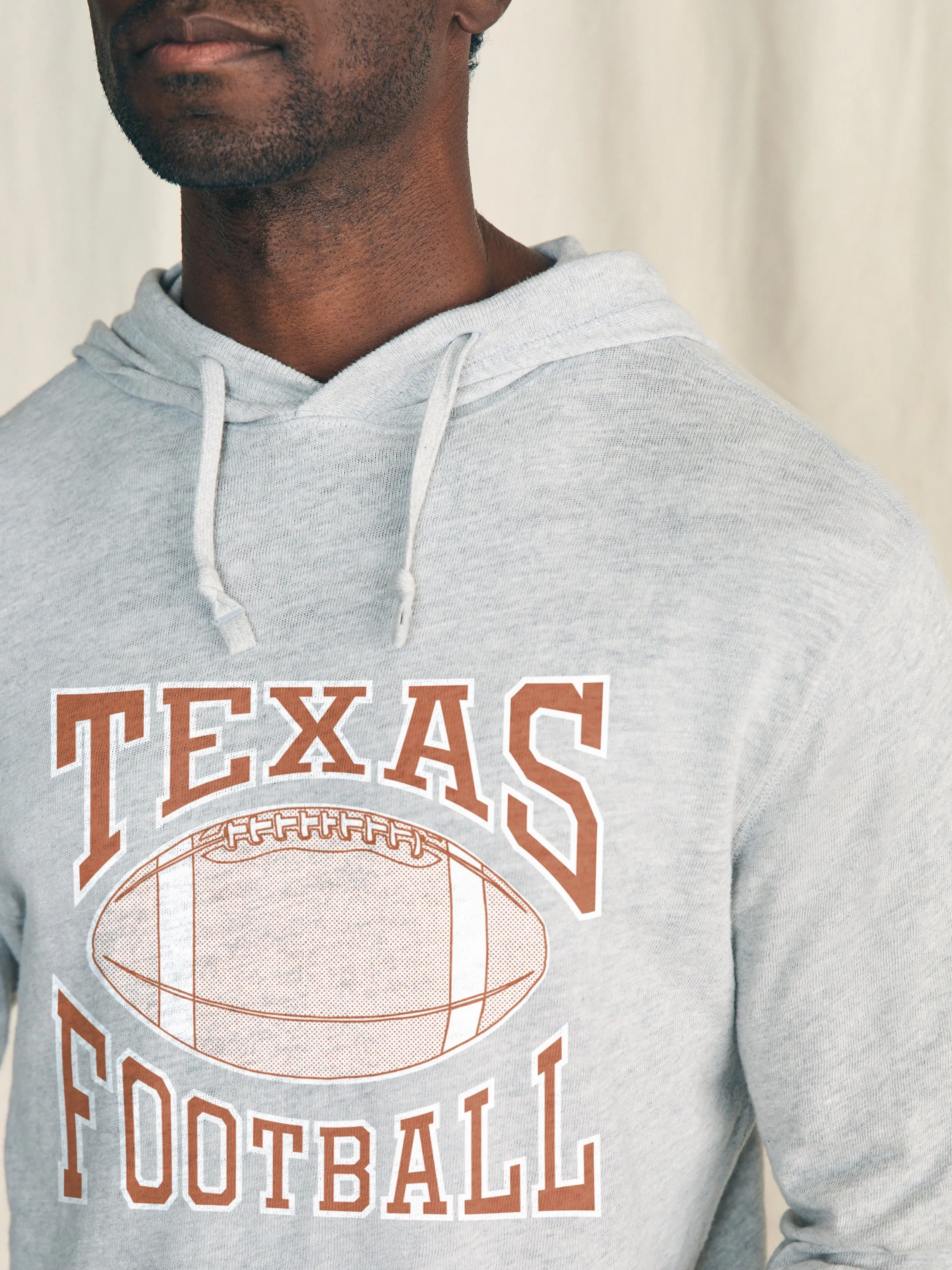 University of Texas Midweight Organic Hoodie - Light Heather Grey sold by Faherty product image thumbnail 2