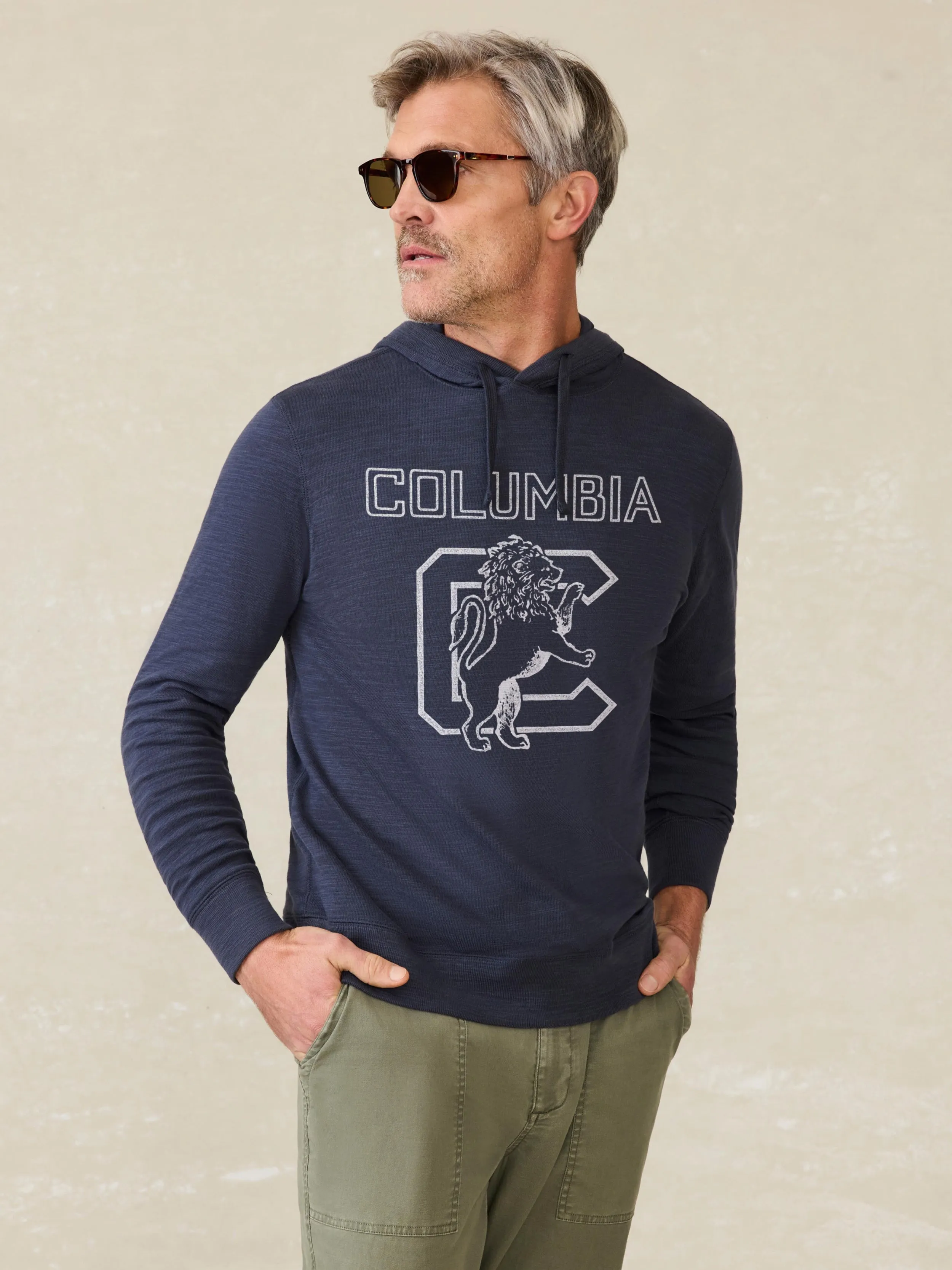 Columbia Sunwashed Slub Hoodie - Blue Nights sold by Faherty
