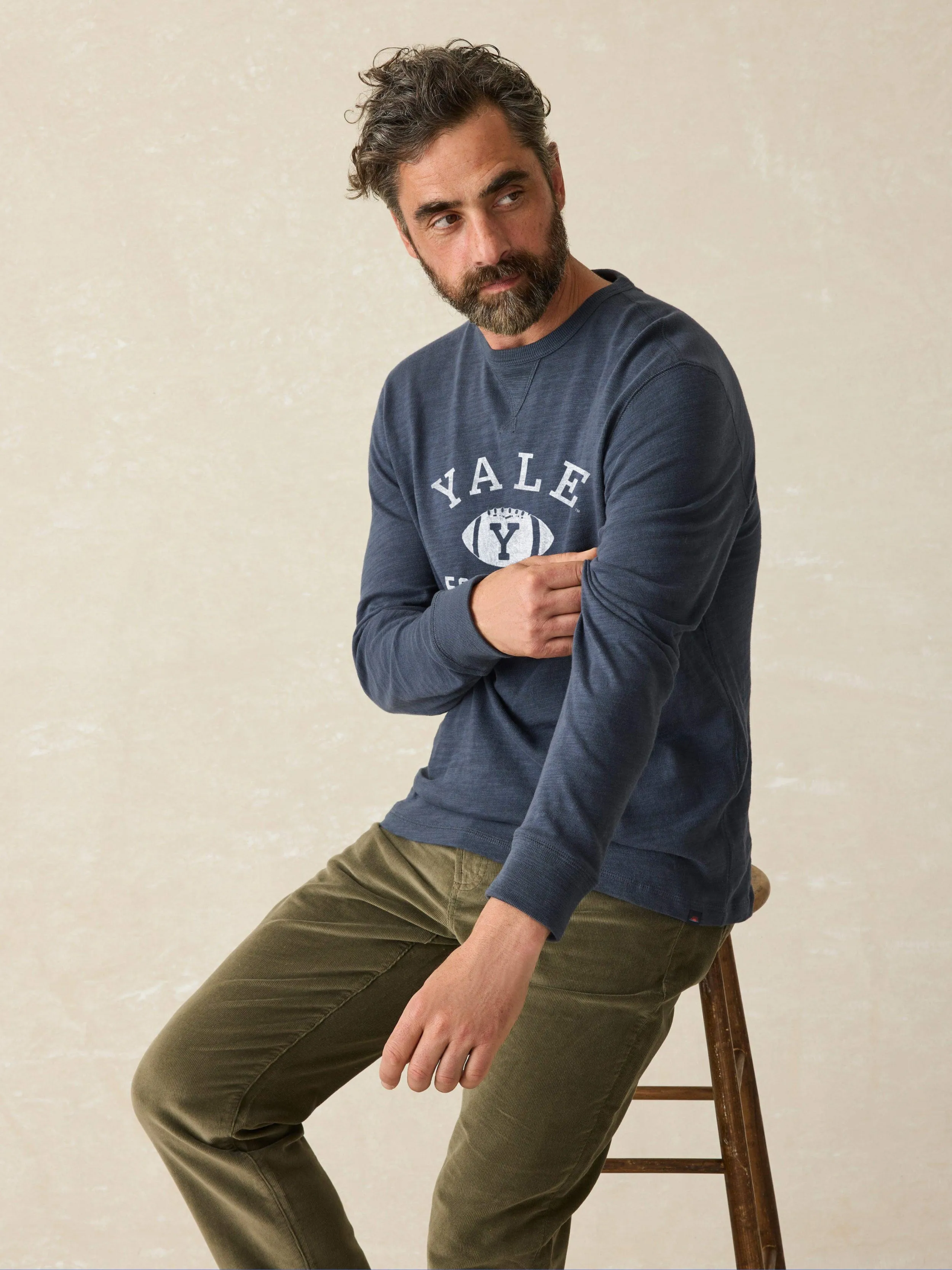 Yale Sunwashed Organic Crew - Blue Nights sold by Faherty product image thumbnail 3