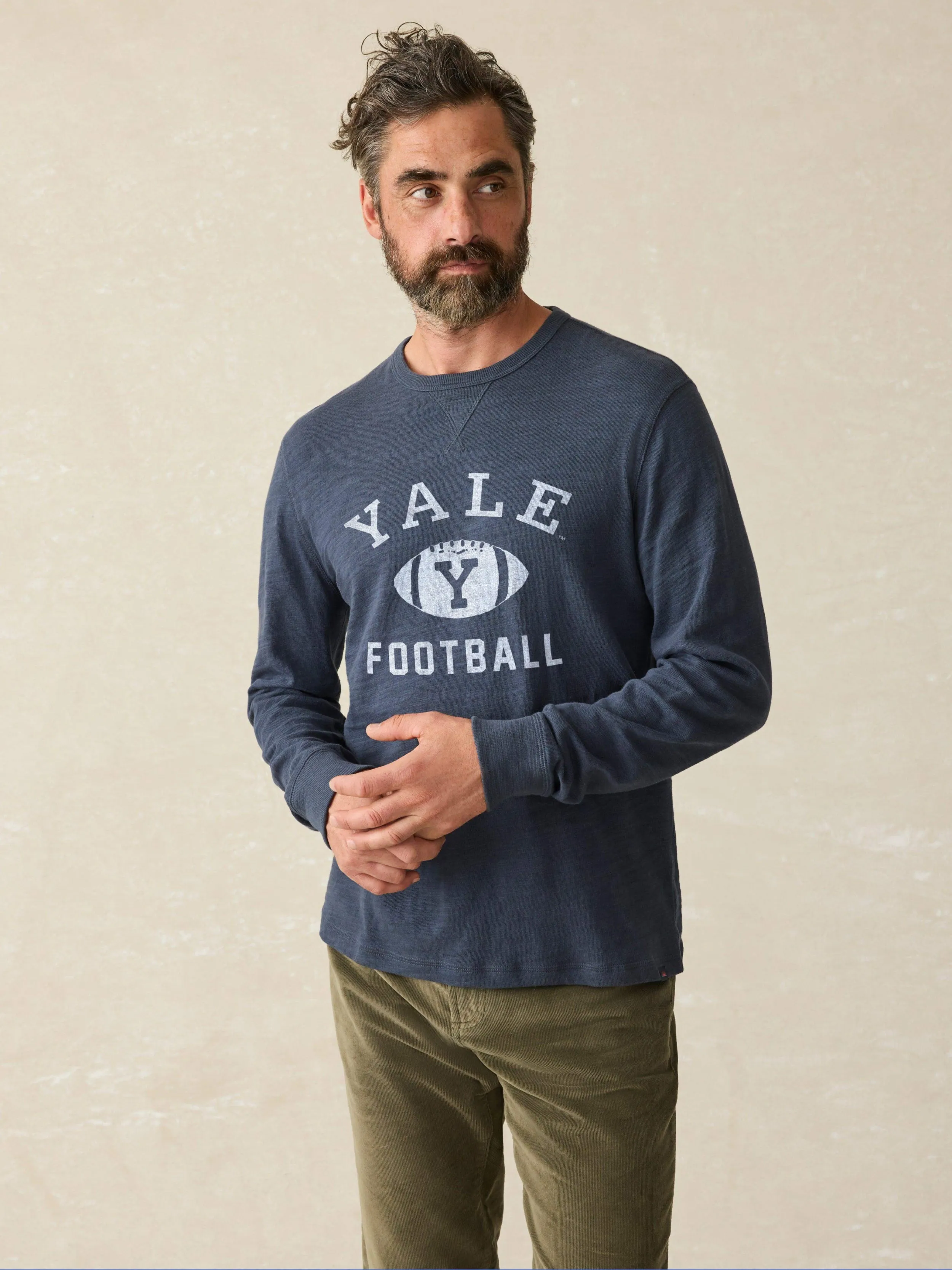 Yale Sunwashed Organic Crew - Blue Nights sold by Faherty