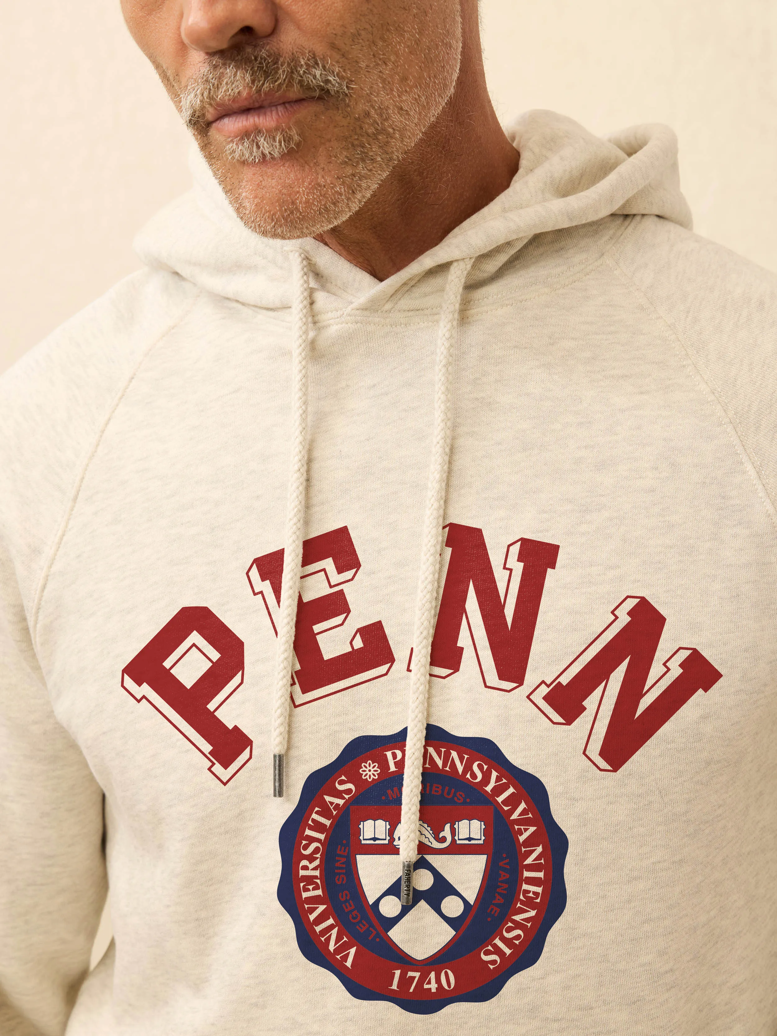 University of Pennsylvania High Standard Fleece Hoodie - Antique Ivory Heather sold by Faherty product image thumbnail 2