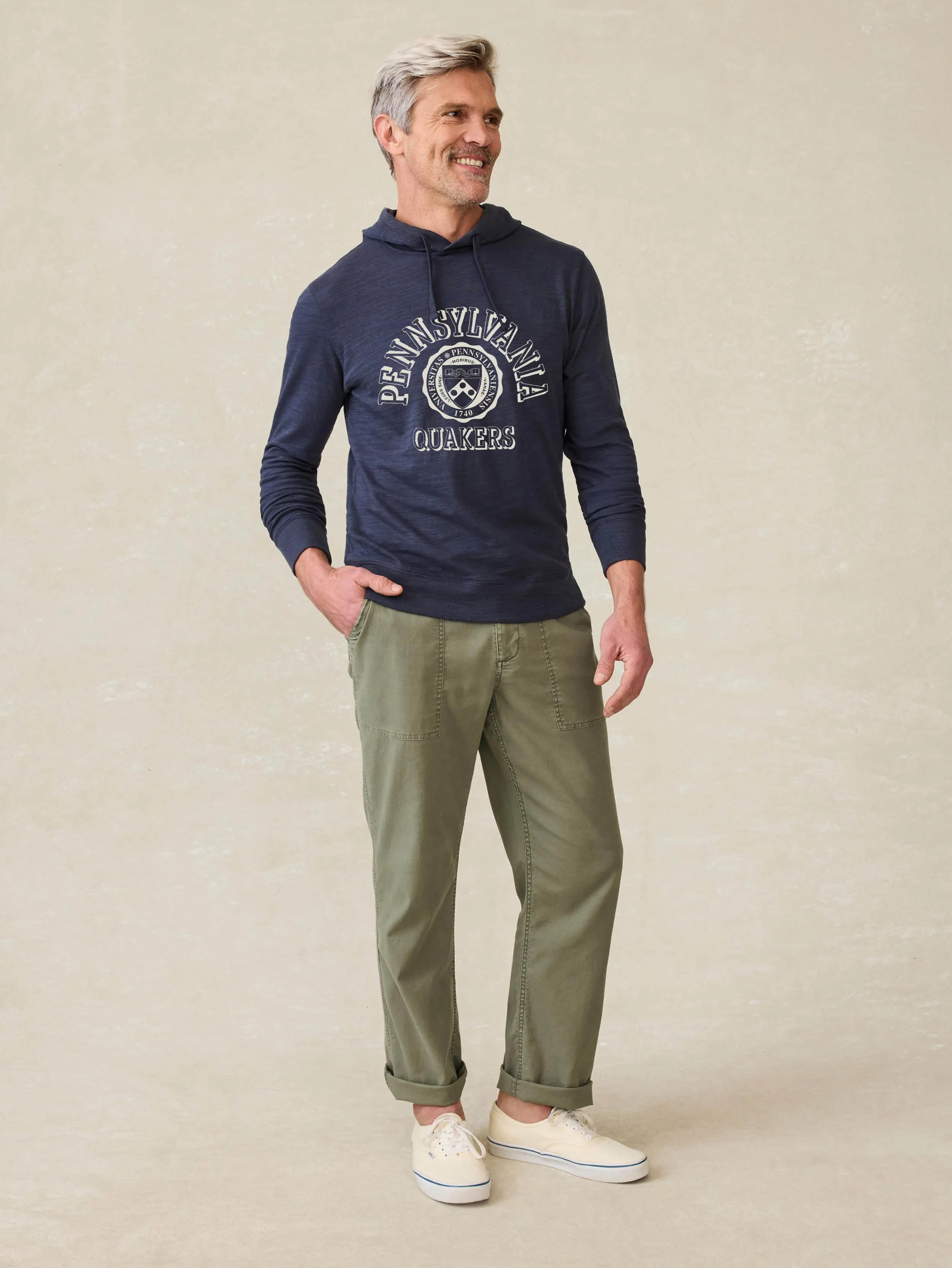 University of Pennsylvania Sunwashed Slub Hoodie - Blue Nights sold by Faherty