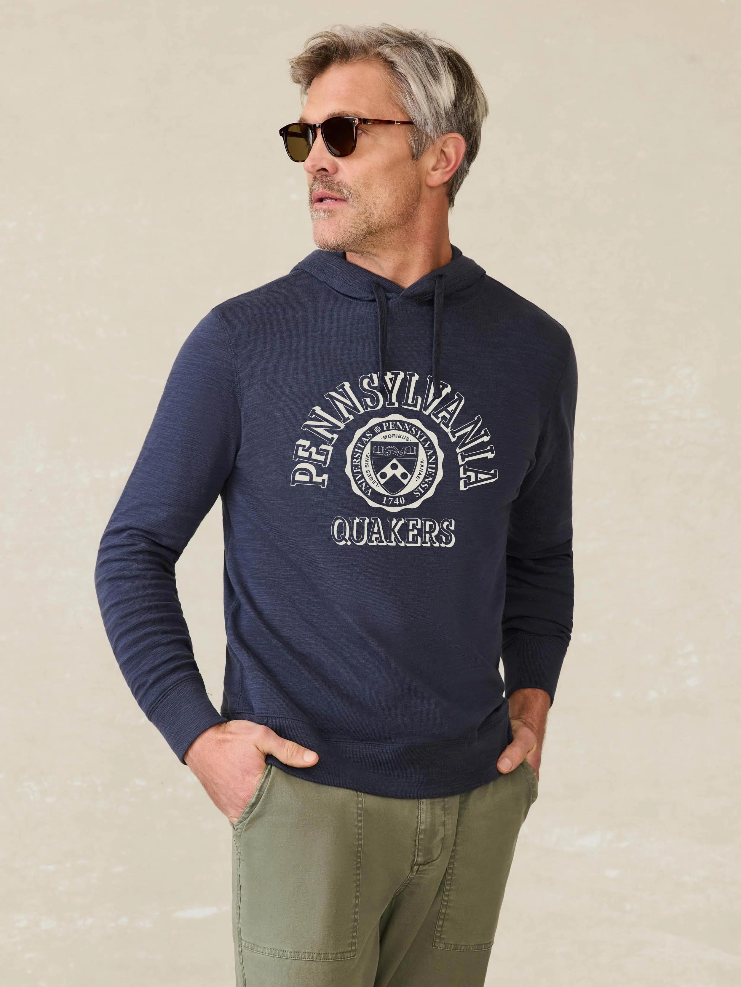 University of Pennsylvania Sunwashed Slub Hoodie - Blue Nights sold by Faherty product image thumbnail 2