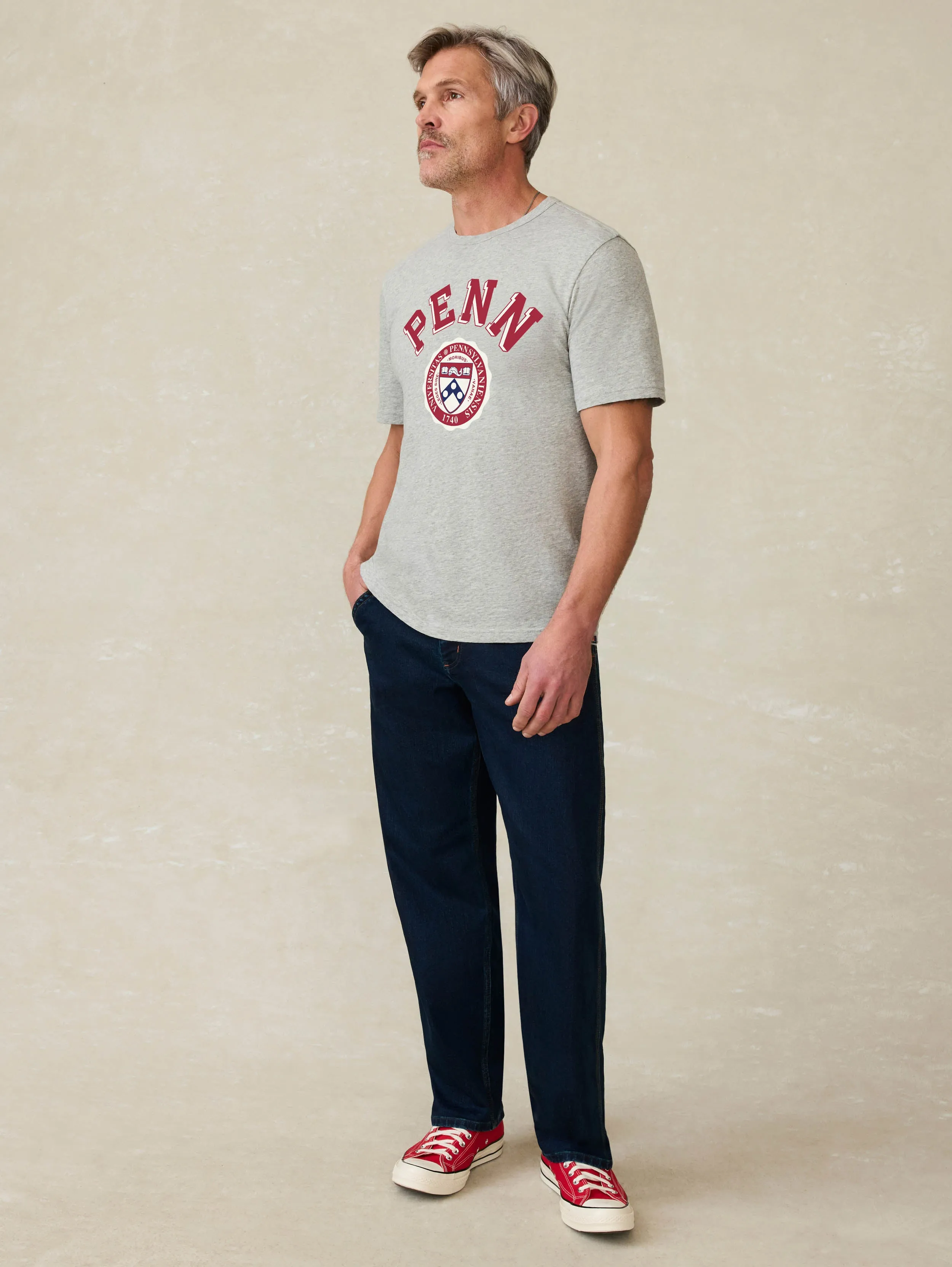 University of Pennsylvania Sunwashed Tee - Granite Heather sold by Faherty product image thumbnail 3