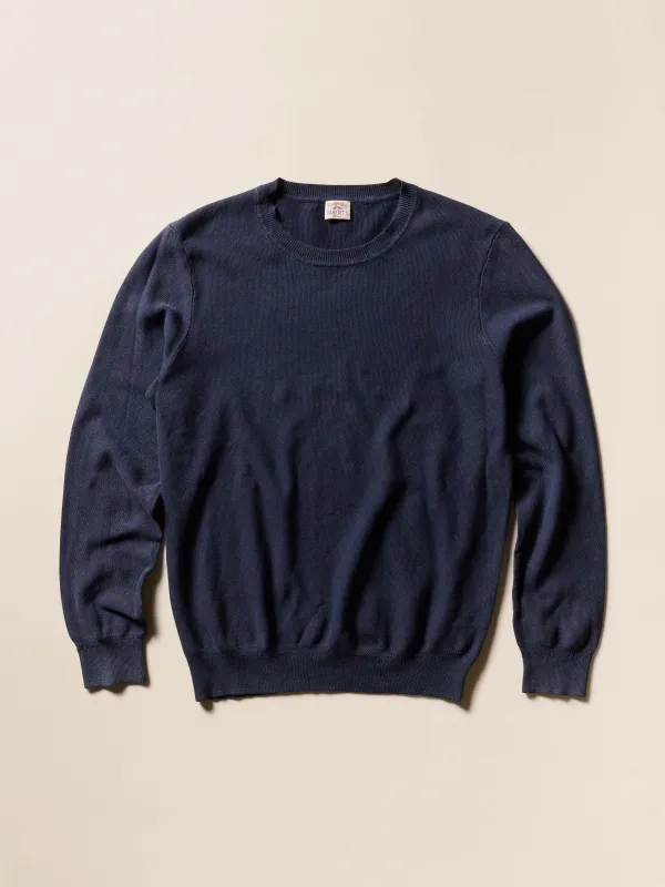 Light Weight Cotton Crewneck - Ravine Navy sold by Faherty