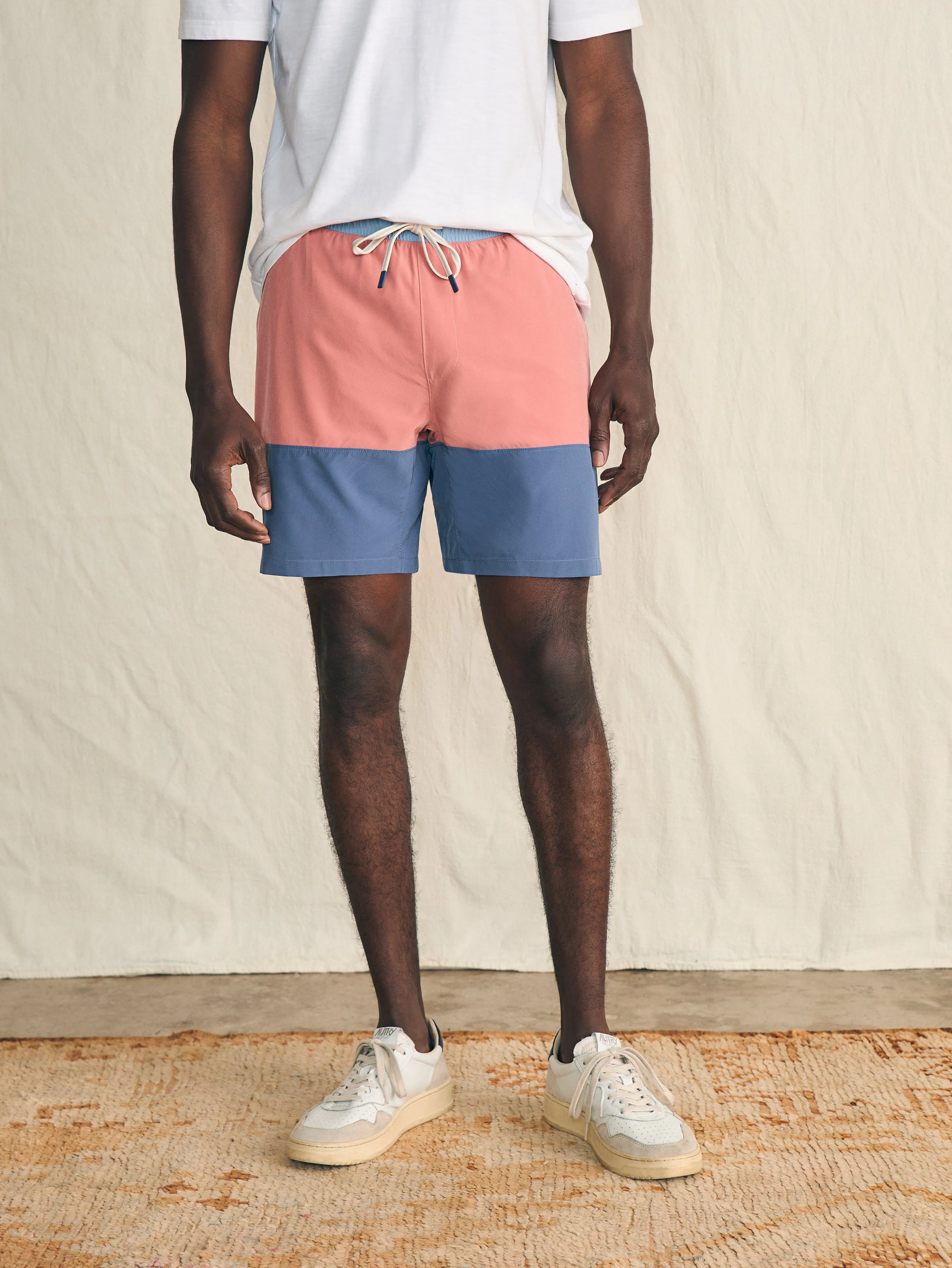 Shorelite Active Swim Short (7" Inseam) - Crest Color Block sold by Faherty