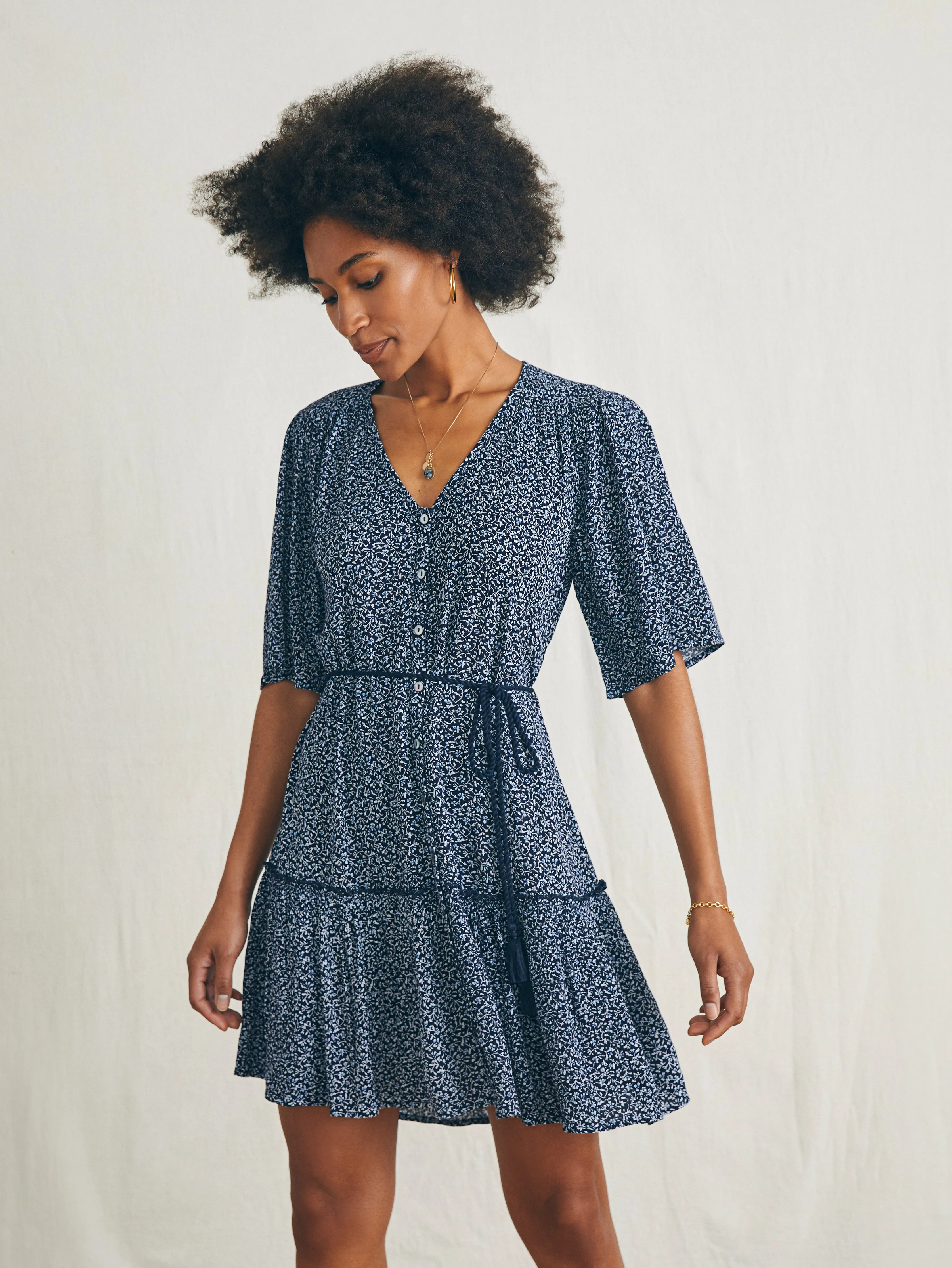 Orinda Mini Dress - Navy Riverton Ditsy sold by Faherty product image thumbnail 2
